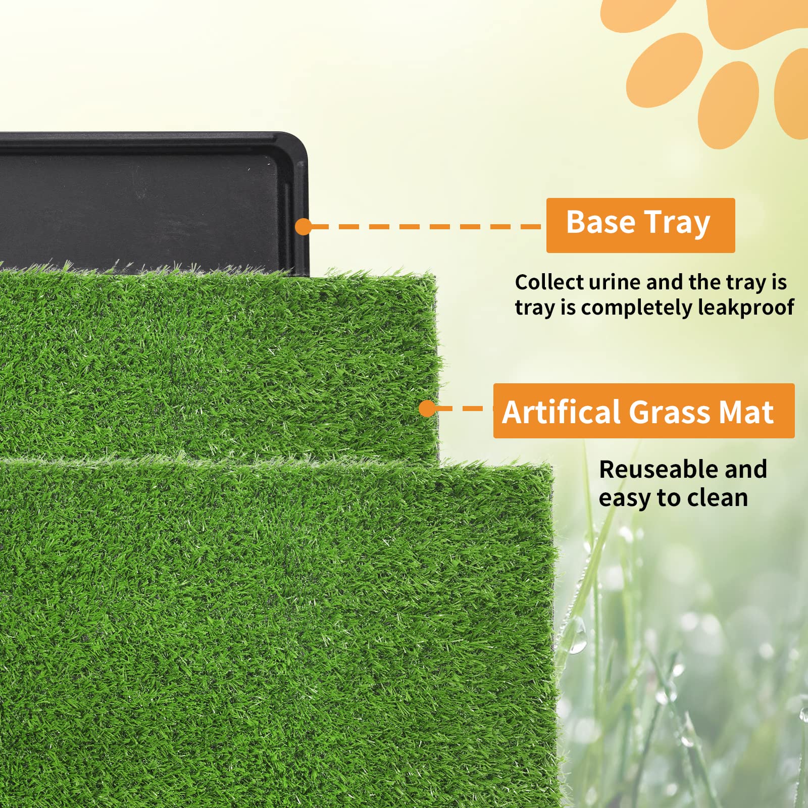 Loobani Large Dog Grass Pad With Tray - Dog Litter Box - Indoor Potty For Apartment And Patio Training - With 2 Packs Grass Pee