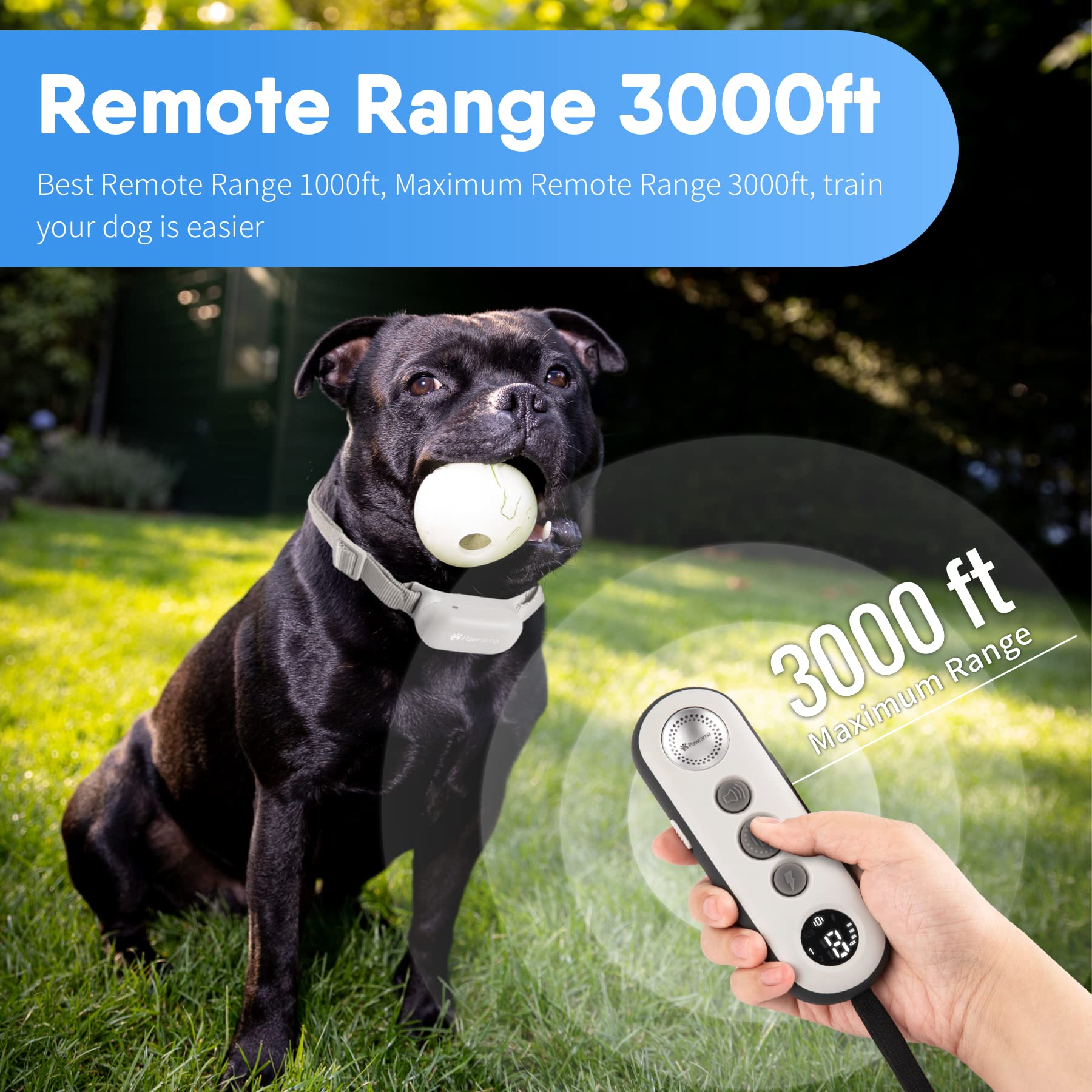 Pawrama Dog(8-120Lbs) Shock Collar With Remote 3000Ft,Grey