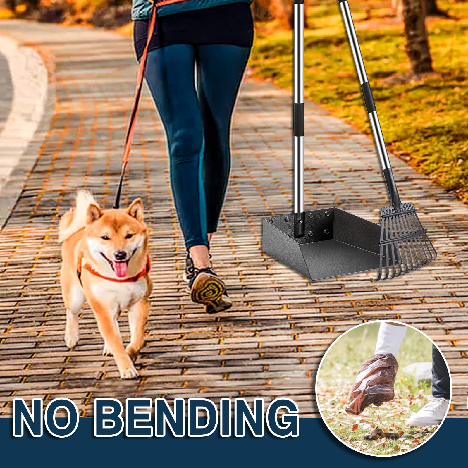 Sunlax Pet Pooper Scooper For Large Dog, Height Adjustable Poop Scoop Removal Picker With Long Handle Extra Large Tray - Easy To Wash