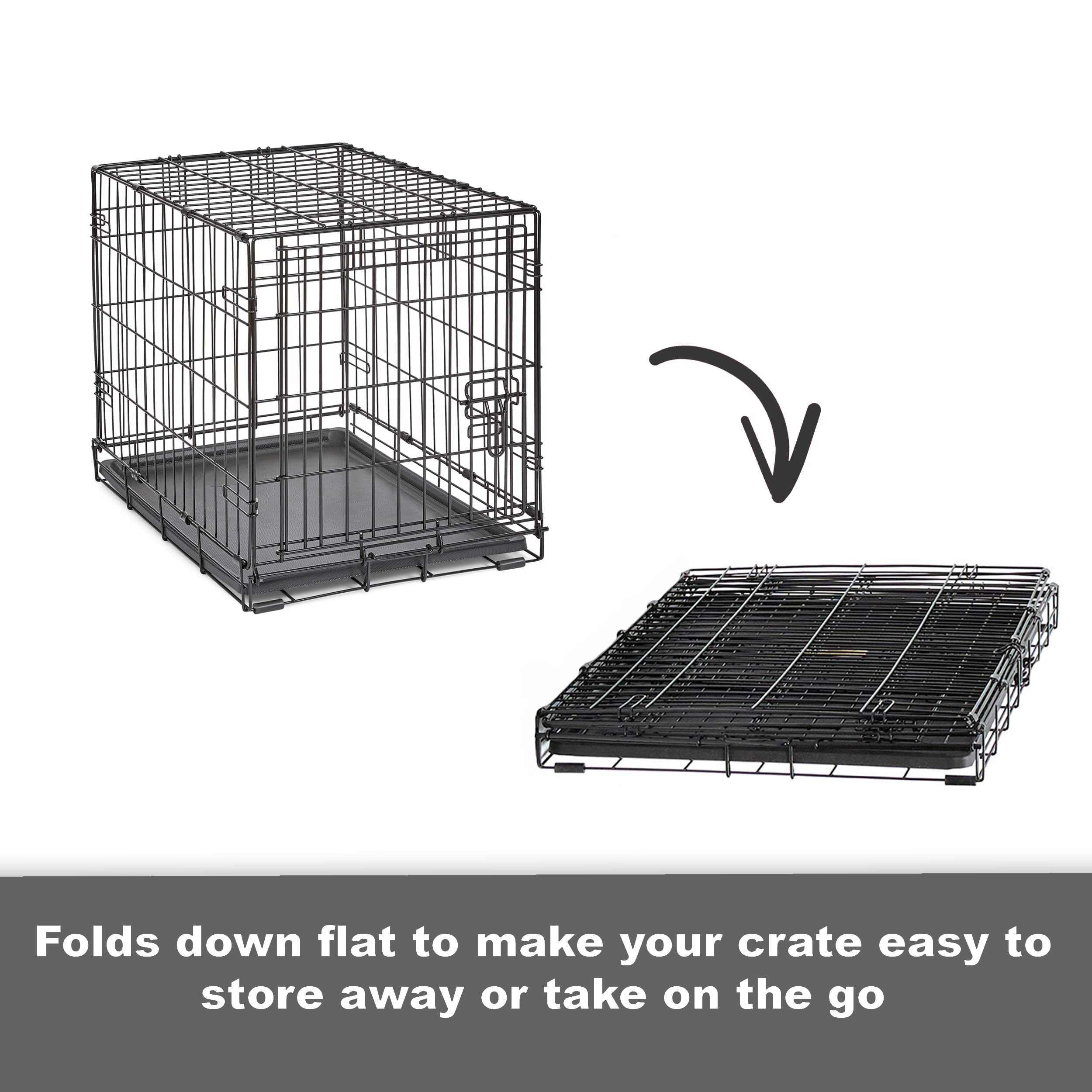 New World Pet Products Dog Crate, 42" L x 28" W x 31" H, Black, Double Door, Leak-Proof Pan, Model B42DD, Enhanced Features