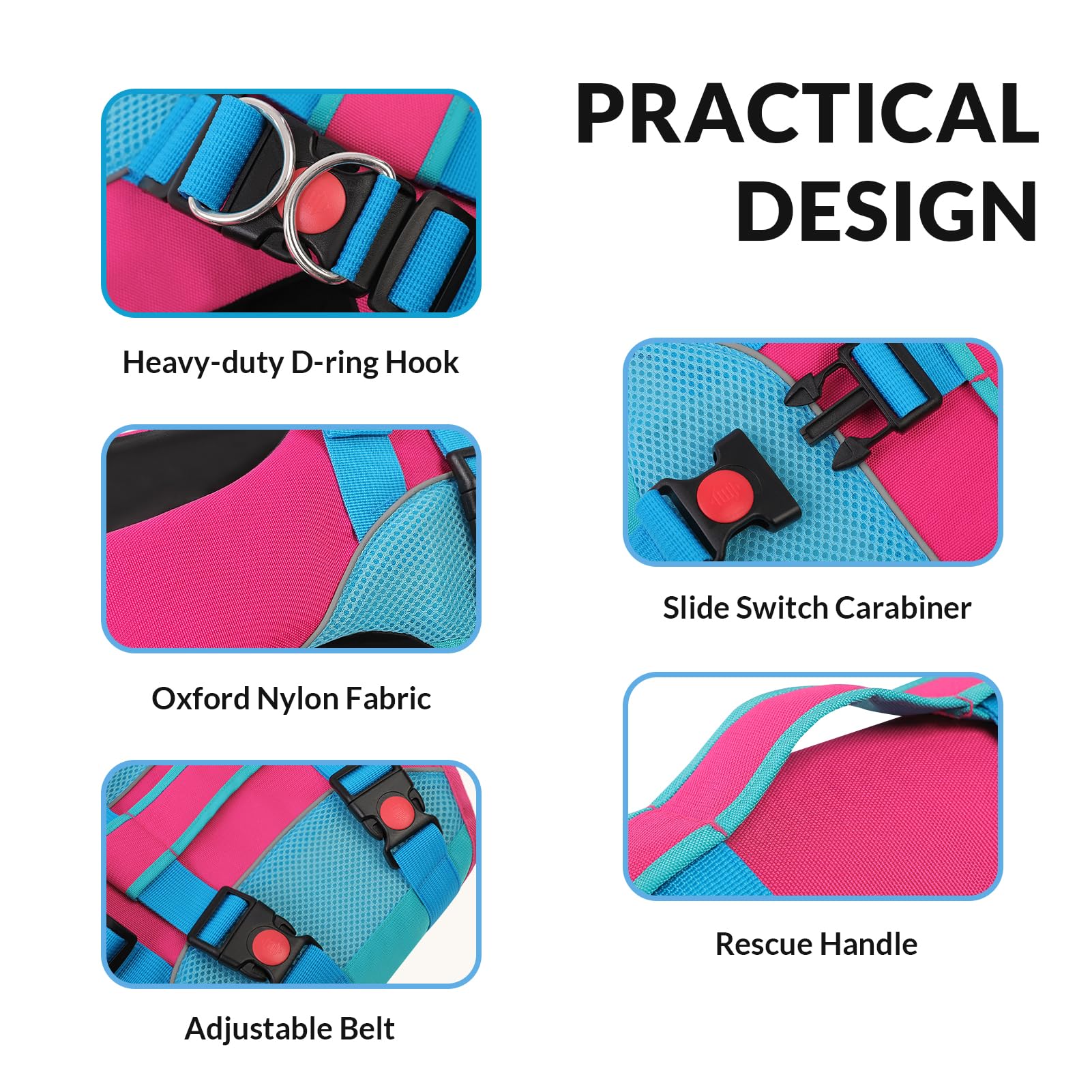 Asenku Dog Life Jacket - Pet Safety Vest For Swimming & Boating, Shark Life Jacket With Floatation, Dog Lifesavers Swimsuits For