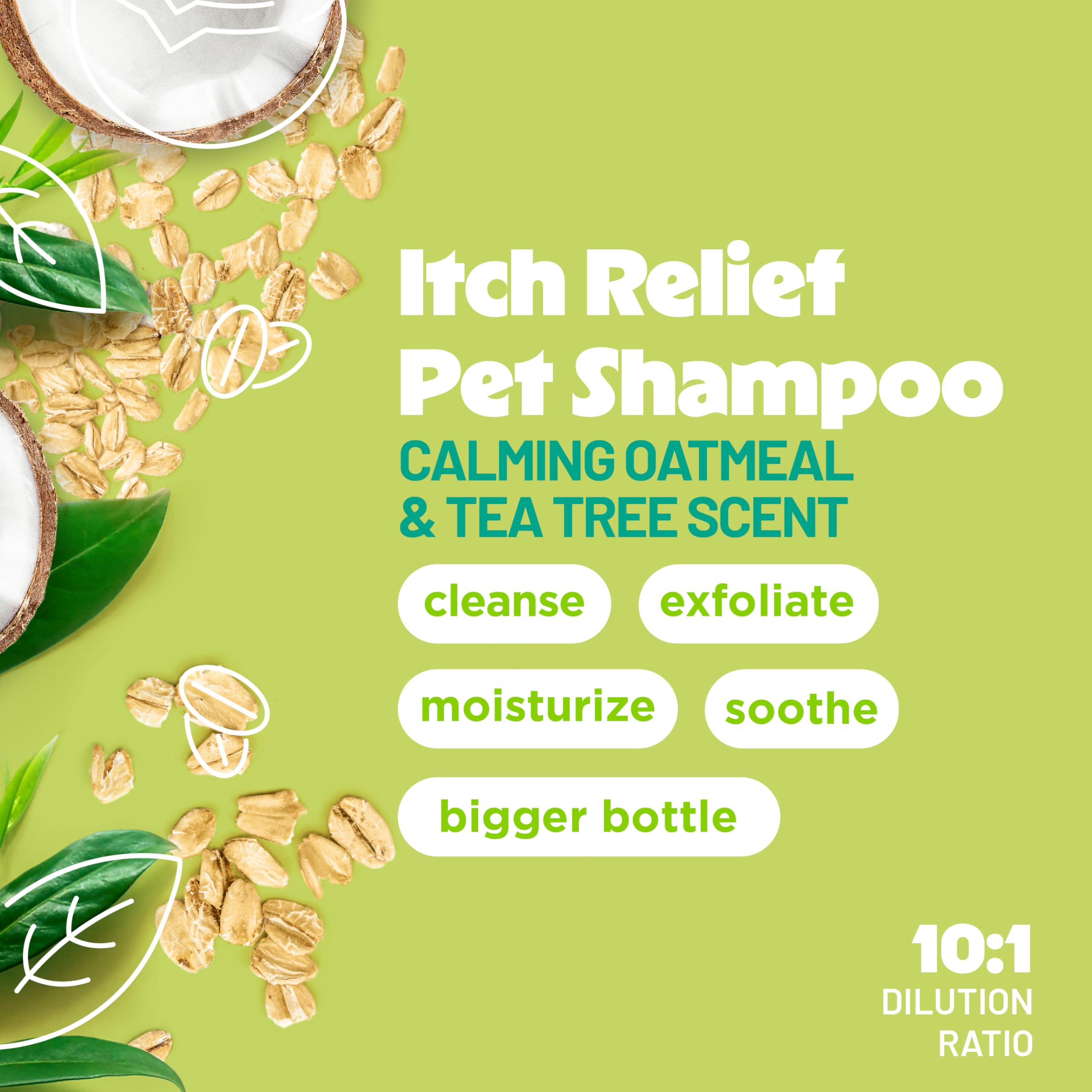 TropiClean Oatmeal Dog Shampoo for Itchy Skin Relief, Professional Dog Shampoo, Soothing Medicated Itch Relief, Puppy Safe, Made