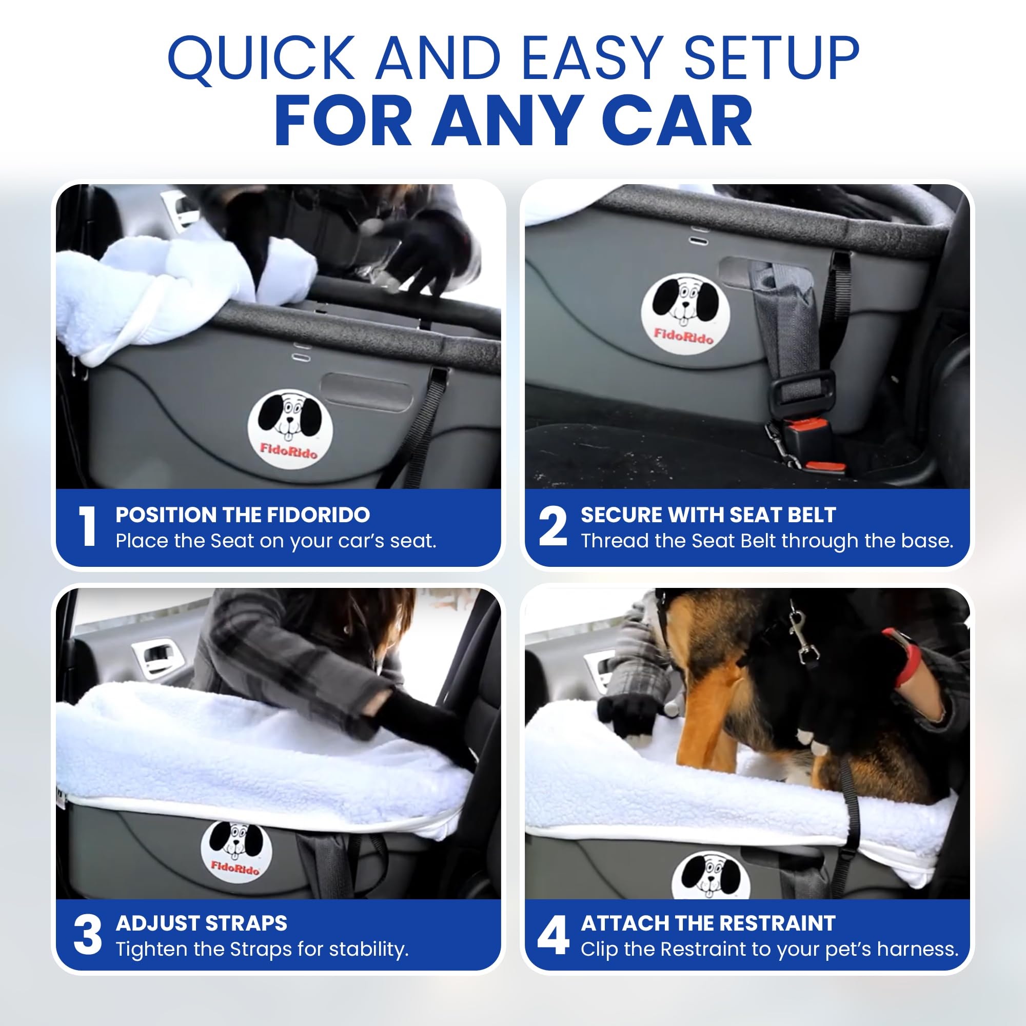 Fidorido Dog Car Seat - Pet Booster Seat For Small To Large Dogs With Comfortable Cushions, Sherpa Cover, And Safety Straps, Easy To Install, Ideal For Travel, Red, Black Paw Prints - Small Harness