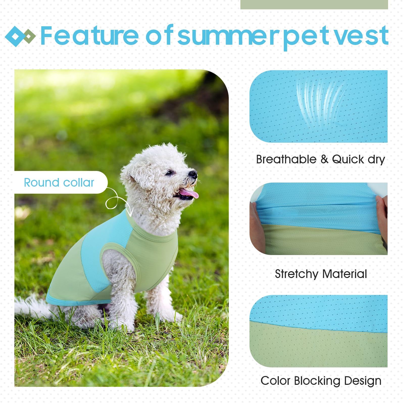 Brkurleg Dog Cooling Shirt, Sun Protection Dog Shirts, Breathable Quick Dry Sleeveless Vest For Small To Large Dogs & Cats, Ligh