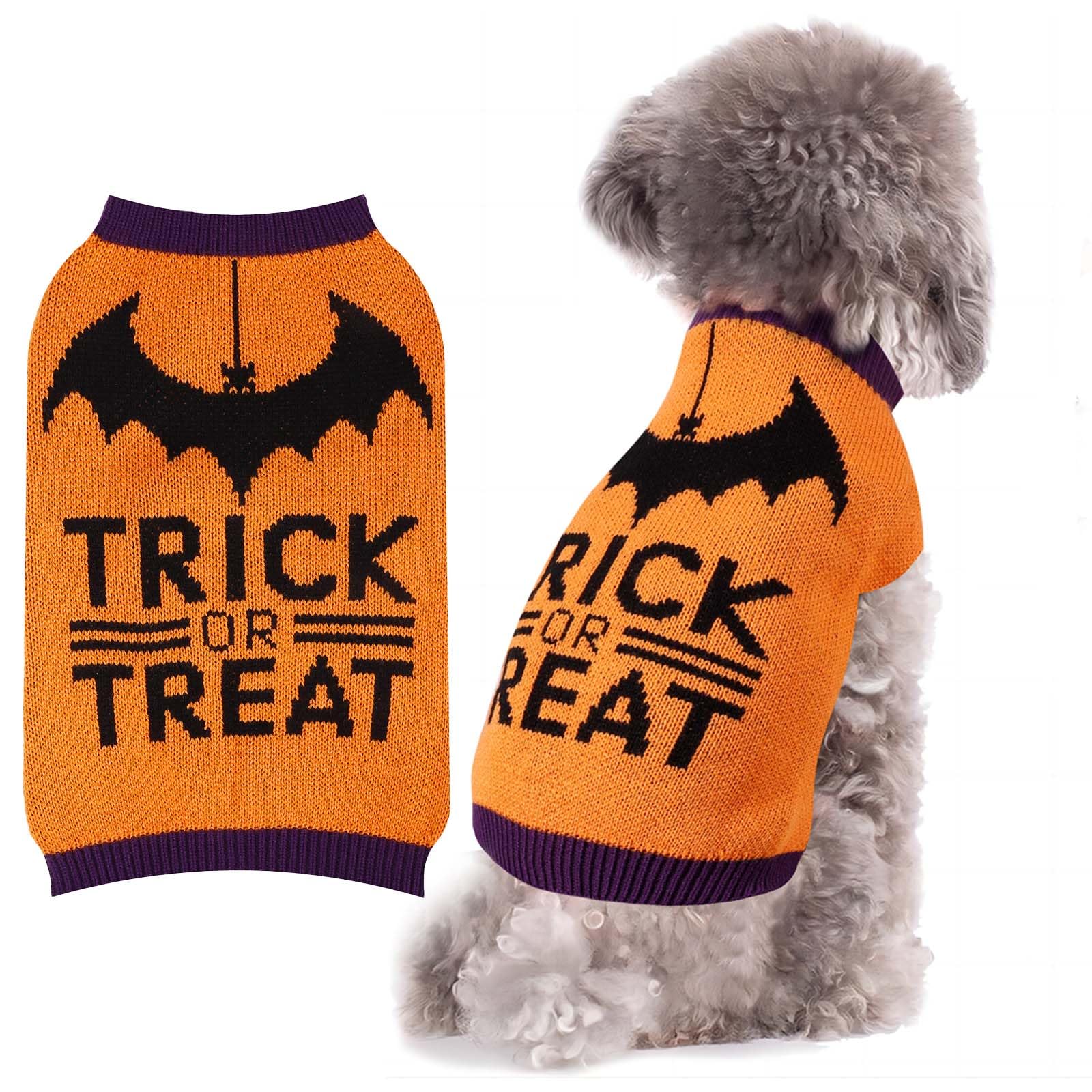 Halloween Dog Sweaters For Small Dogs: Turtleneck Knitted Warm Puppy Bat Costume, Doggie Winter Trick Or Treat Pullover Holiday 