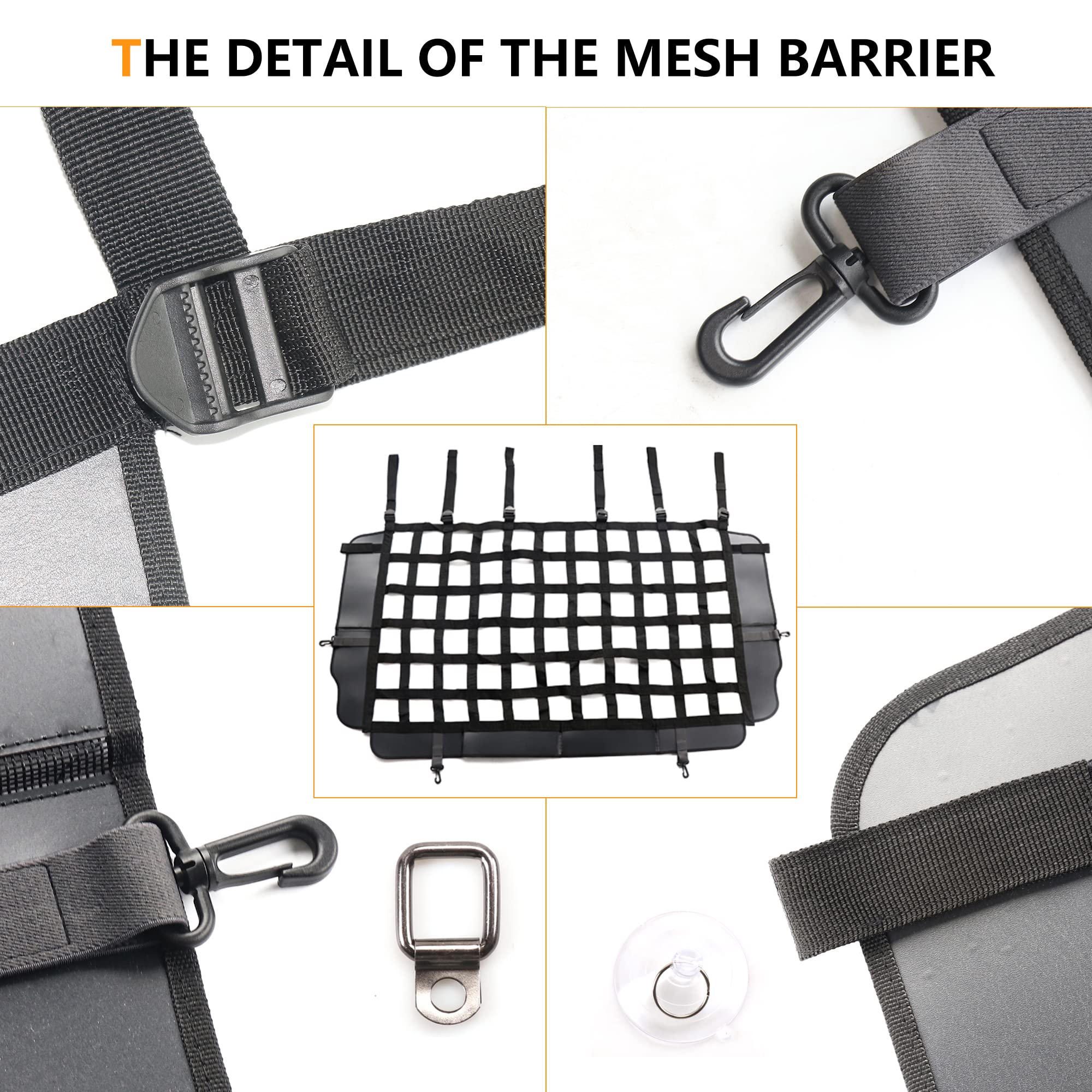 Rerpro Pet Net Safety Dog Barrier For 2007-2025 Jeep Wrangler Jk Jl 4 Door Accessories, Behind Rear Seat Pet Dog Covers Trunk Cargo Isolation Liner Net For Jeep Wrangler