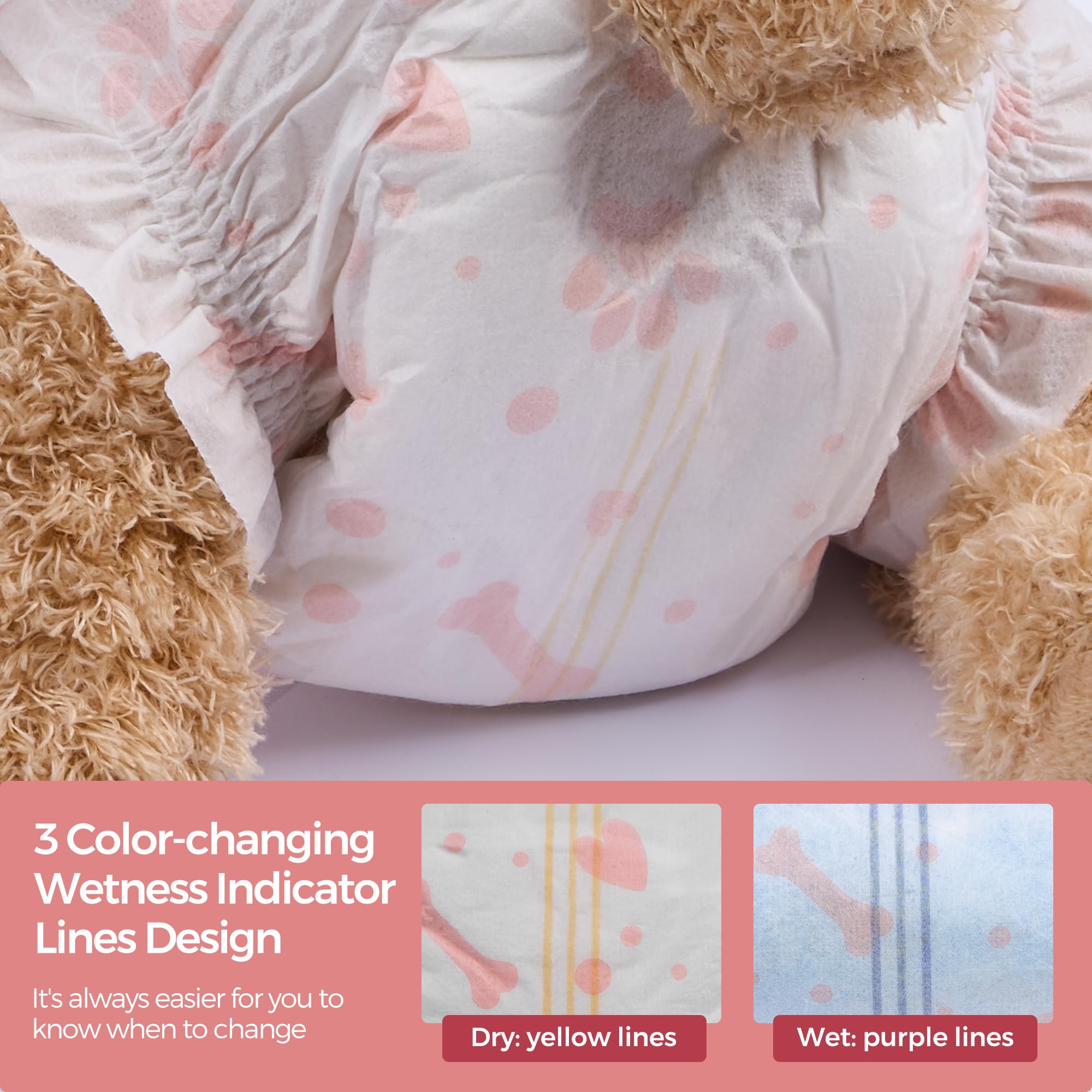 Bestle Disposable Female Dog Diapers, 40 Count, L (Waist 26.8   -29.5   ), Wetness Indicator, Ultra Protection, Leak Proof, Supe