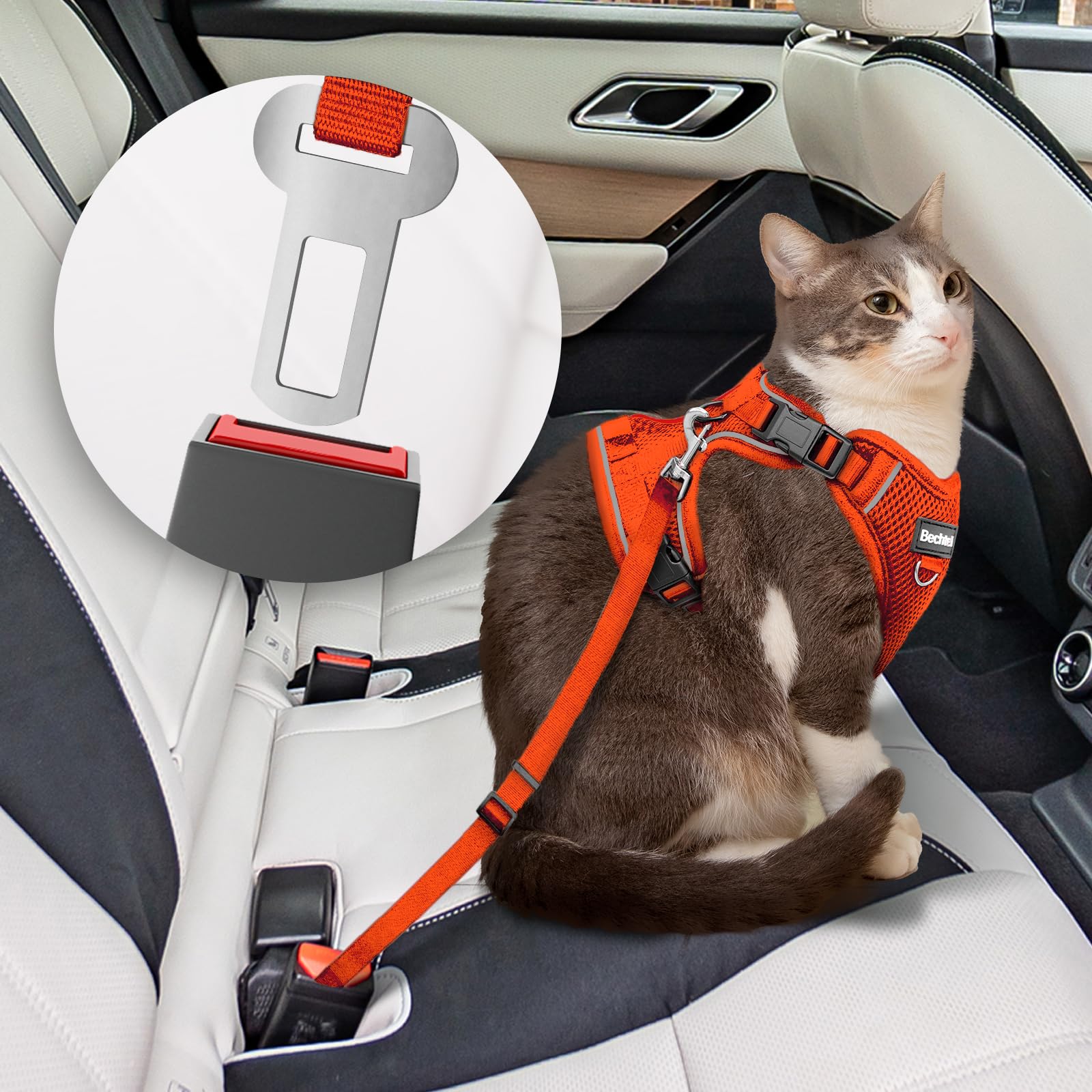 Orangemia 3-In-1 Adjustable Breathable Soft Cat Harness - Easy To Control Reflective, Escape Proof