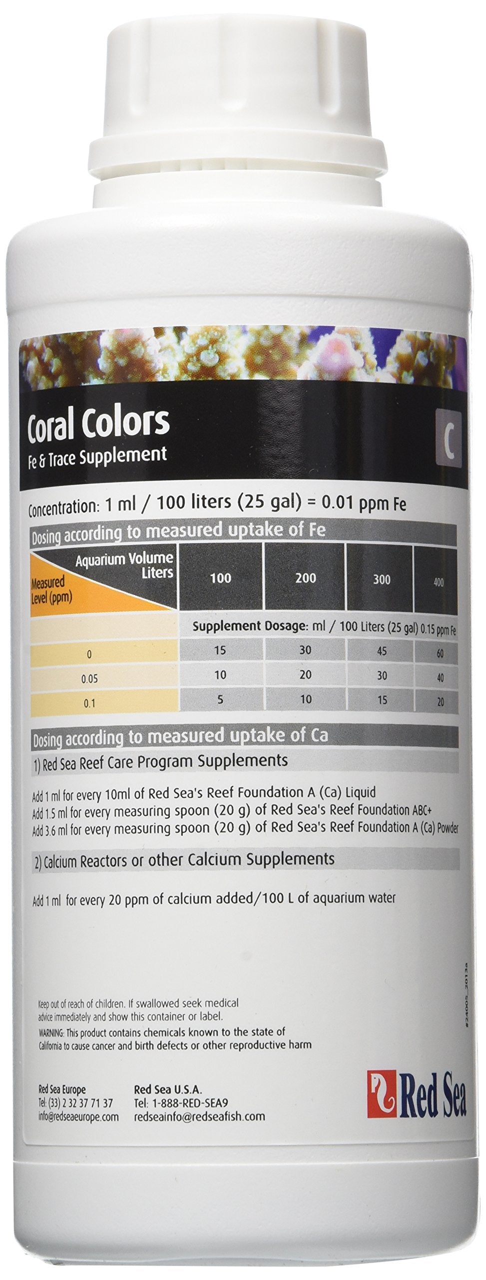 Red Sea Fish Pharm ARE22063 Coral Colors Iron/Trace Supplement-C for Aquarium, 500ml