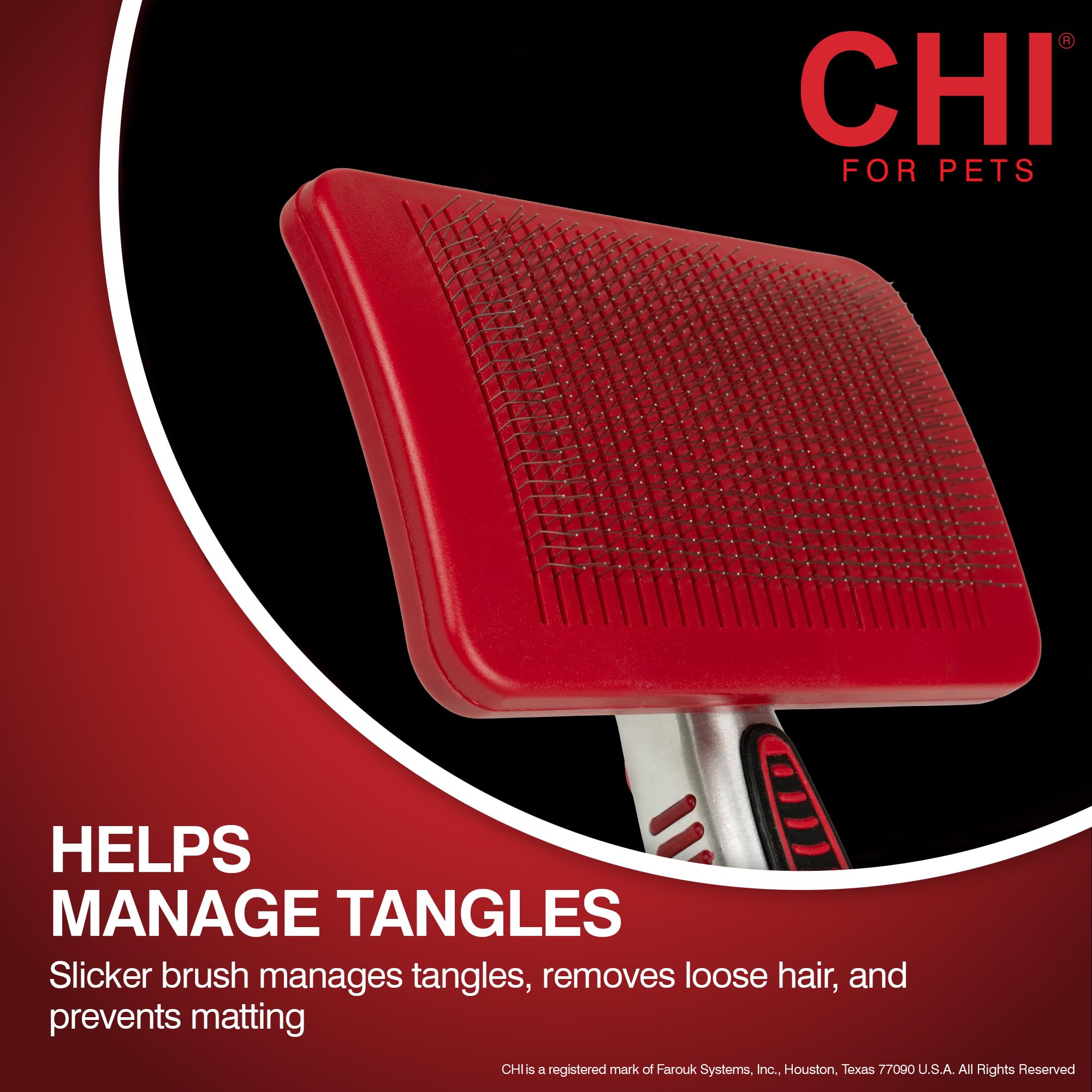 Chi Pivoting Slicker Brush - Self Cleaning And High End For Grooming Large Dogs