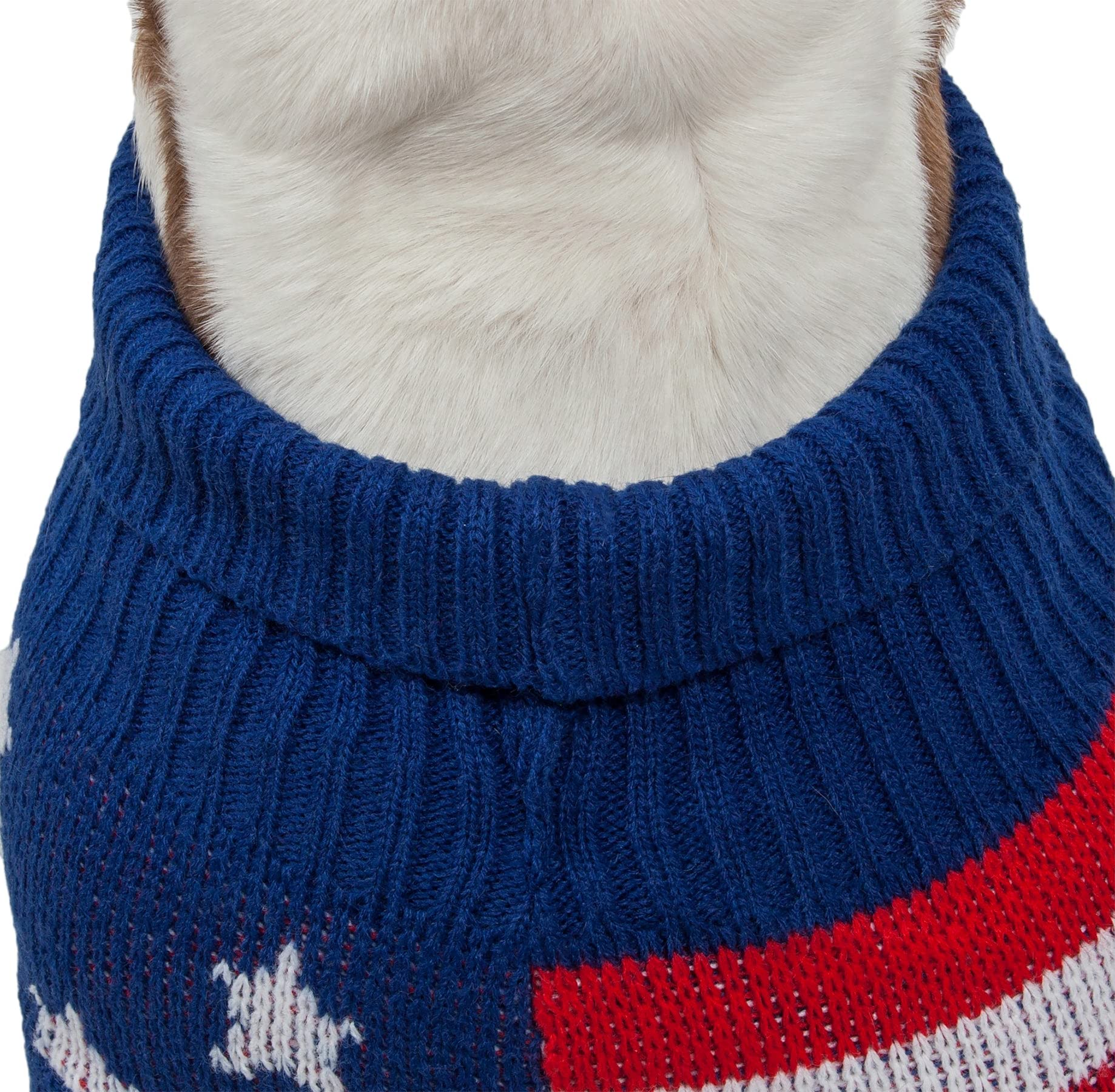 Pet Life  Patriot Independence Star Pet Sweater - Designer Heavy Cable Knitted Dog Sweater with Turtle Neck - Winter Dog Clothes