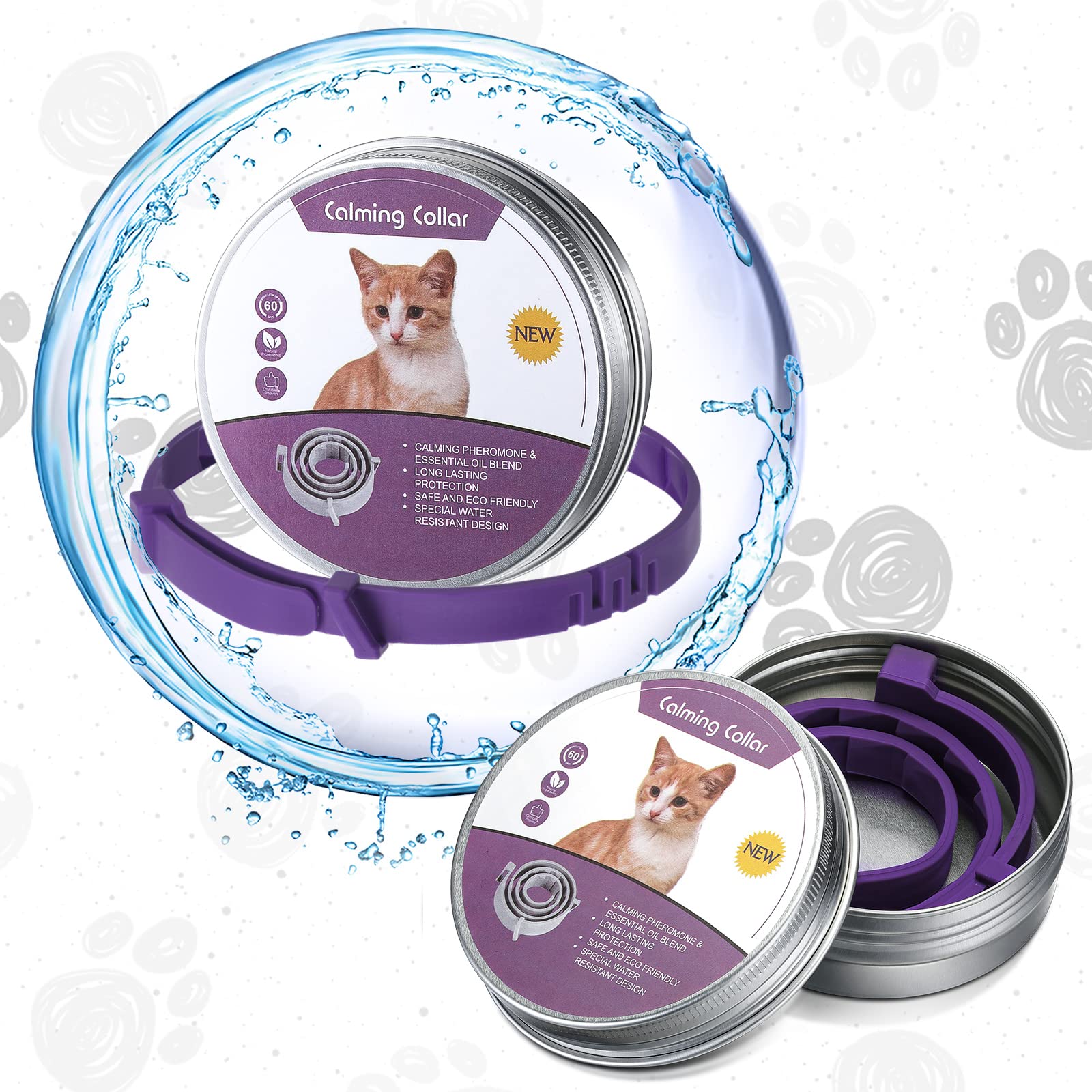 Qualirey 3 Pcs Cat Adjustable Calming Collar, Reduce Anxiety Cat Collars For Pets, Calm Collar Pacify Kitten, Suitable For Small