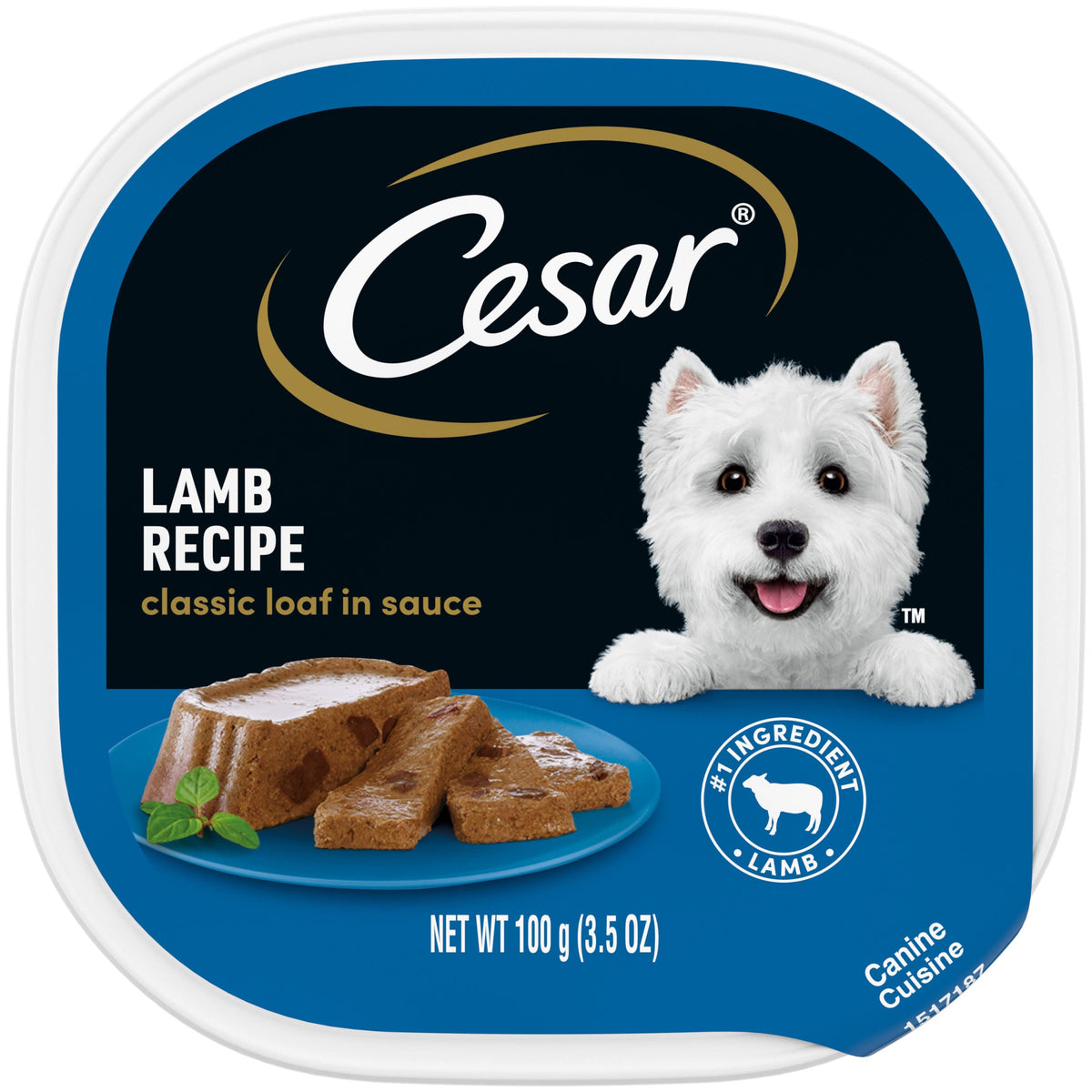 Cesar Adult Wet Dog Food Classic Loaf In Sauce Lamb Recipe, 3.5 Oz. Easy Peel Trays, Pack Of 24