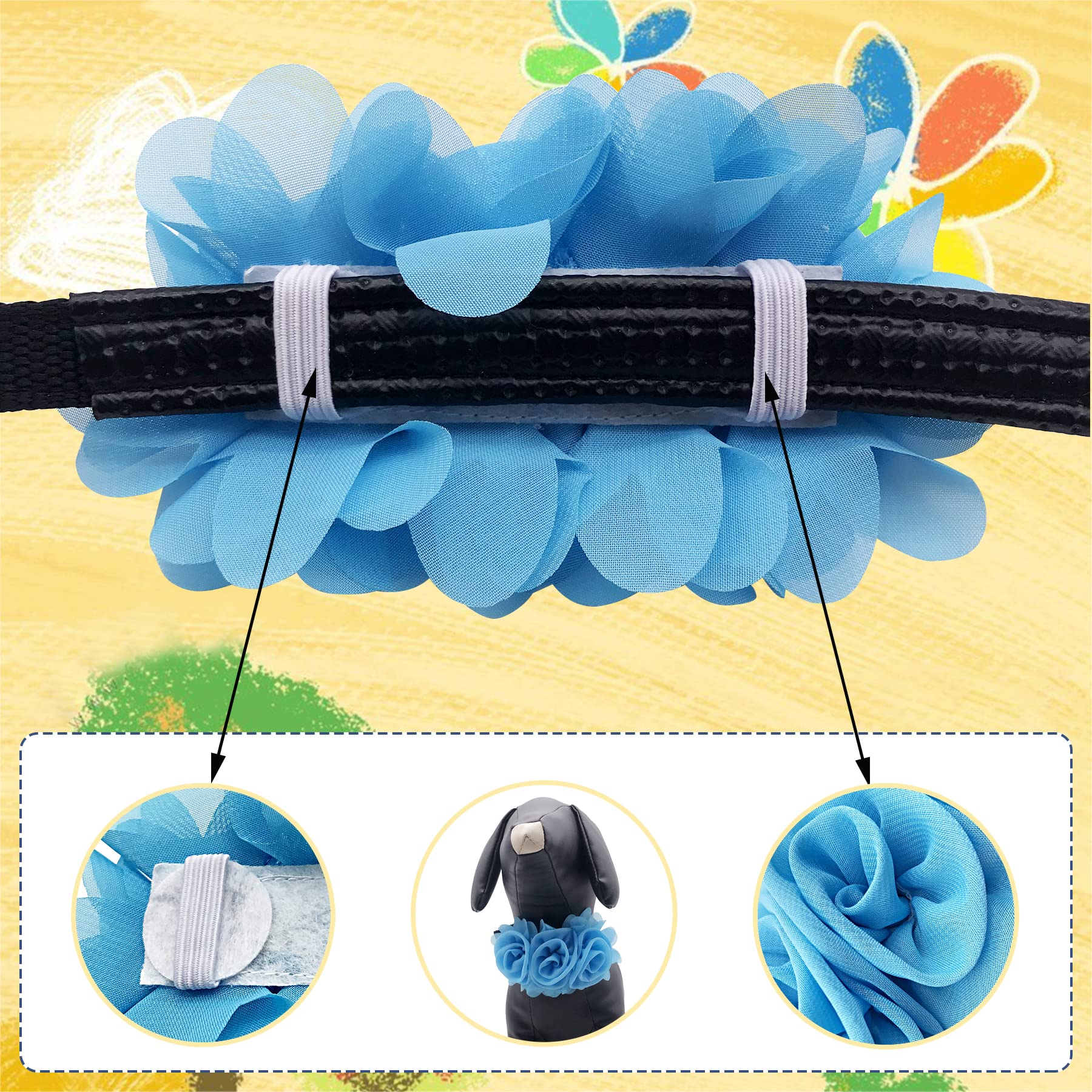 JpGdn 20pcs/Pack Dog Collar Flowers Bows Charms Attachment Slide Accessories Bulk Large 4.9inch for Small Medium Big Girl Female