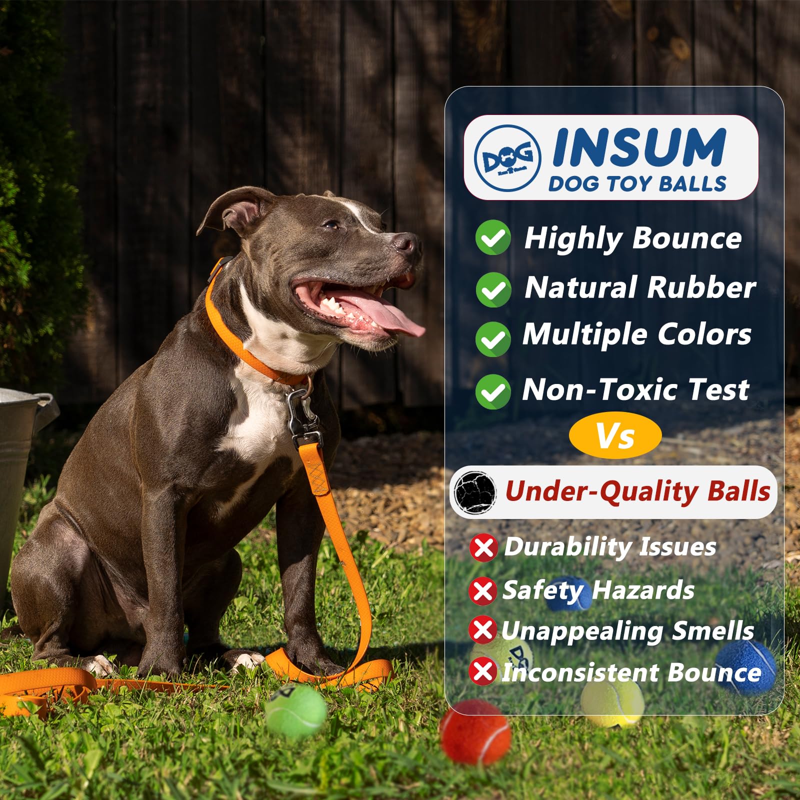 Insum Dog Tennis Balls - 12 Pack 2.0'' Durable Non-Toxic Interactive Pet Toy Balls With Mesh Bag, Sgs Certified, Multi-Color Dogs Fetch Toys For Training & Outdoor Play, Medium/Small Breeds