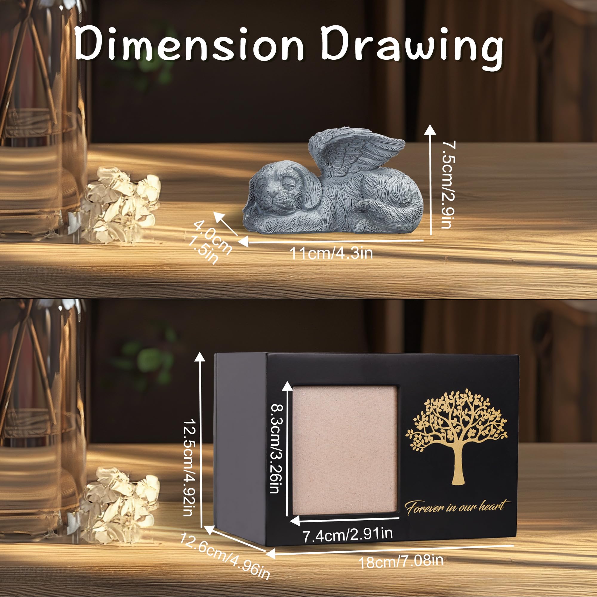 Didibirdi Pet Urn For Dog Ashes Dog Box Wooden Black Dog Urns For Ashes Pet Ashes Box With Dog Angel And Ashes Bag