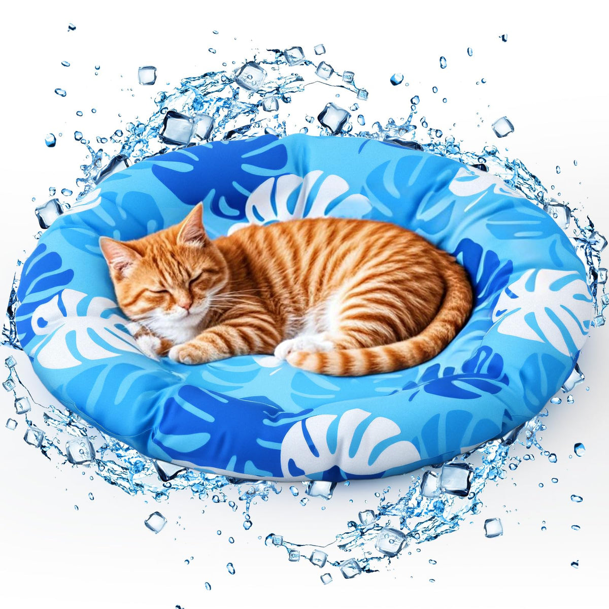 Drydiet Pet Cooling Mat For Cats And Small Dogs, Thickened Round Pad Anti-Grab Internal Gel Without Water Filling, Lightweight, 