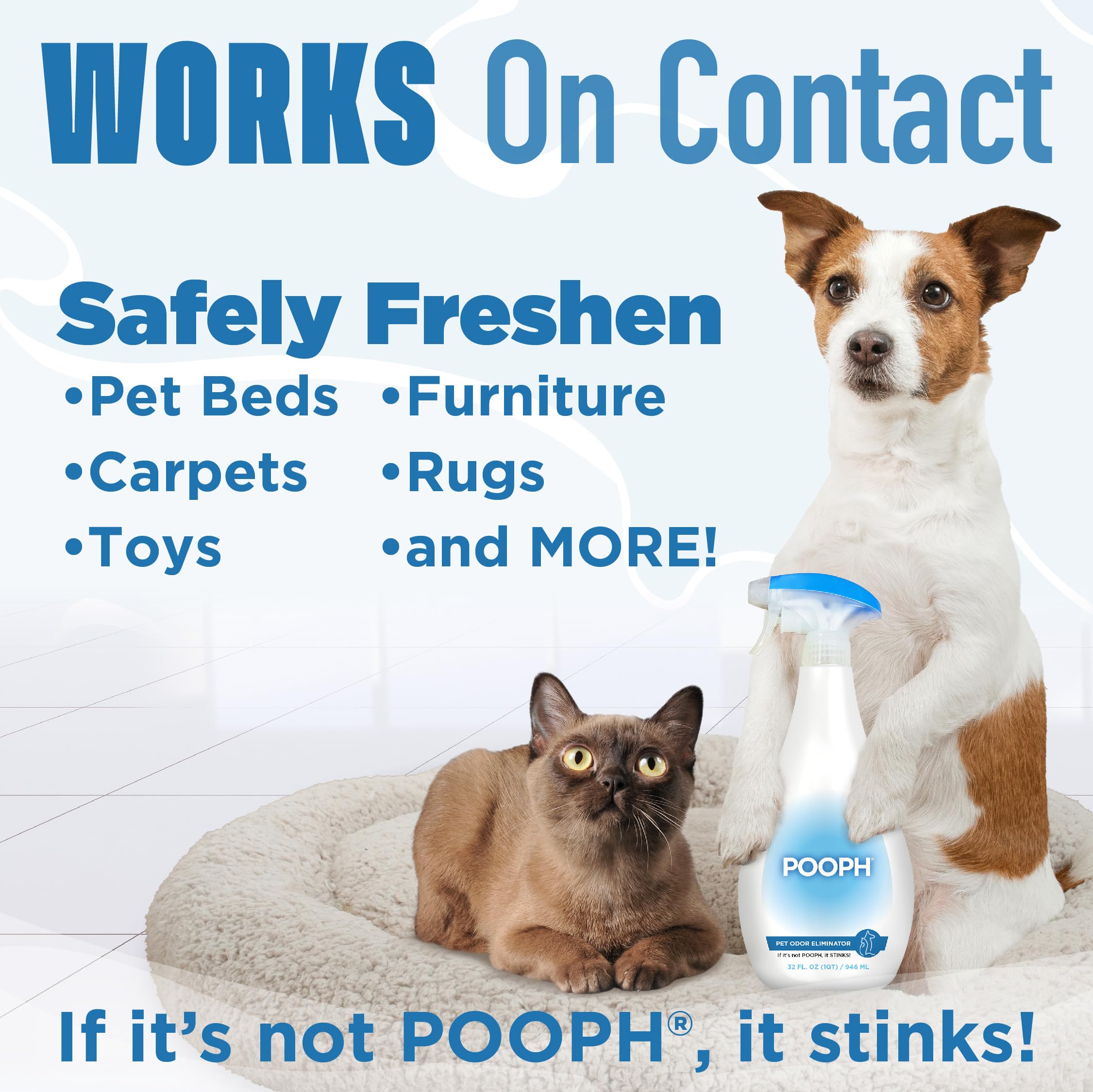 Pooph Pet Odor Eliminator, 32Oz Spray, 3-Pack - Dismantles Odors On A Molecular Basis, Dogs, Cats, Freshener, Eliminator, Urine, Poop, Pee, Deodorizer, Natures, Puppy, Fresh, Clean, Furniture, Potty