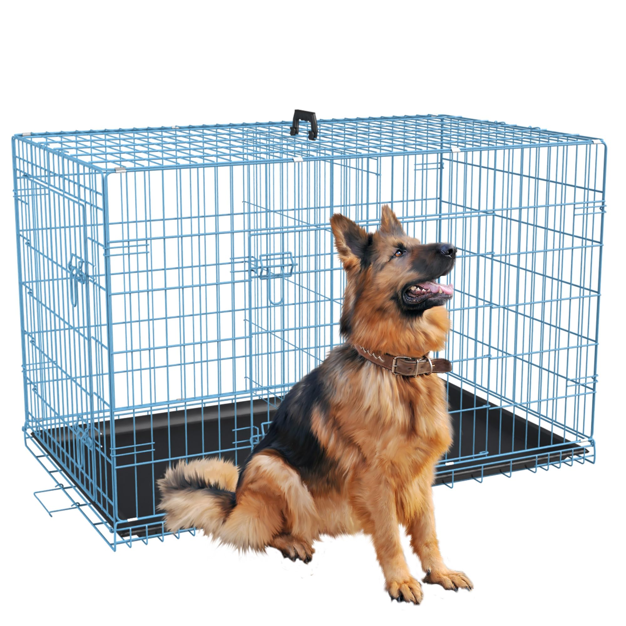 Fdw Extra Large Dog Crate Dog Kennel Cage With Double Door,48 Inch Folding Metal Wire Dog Cage With Removable Tray&Divider Panel