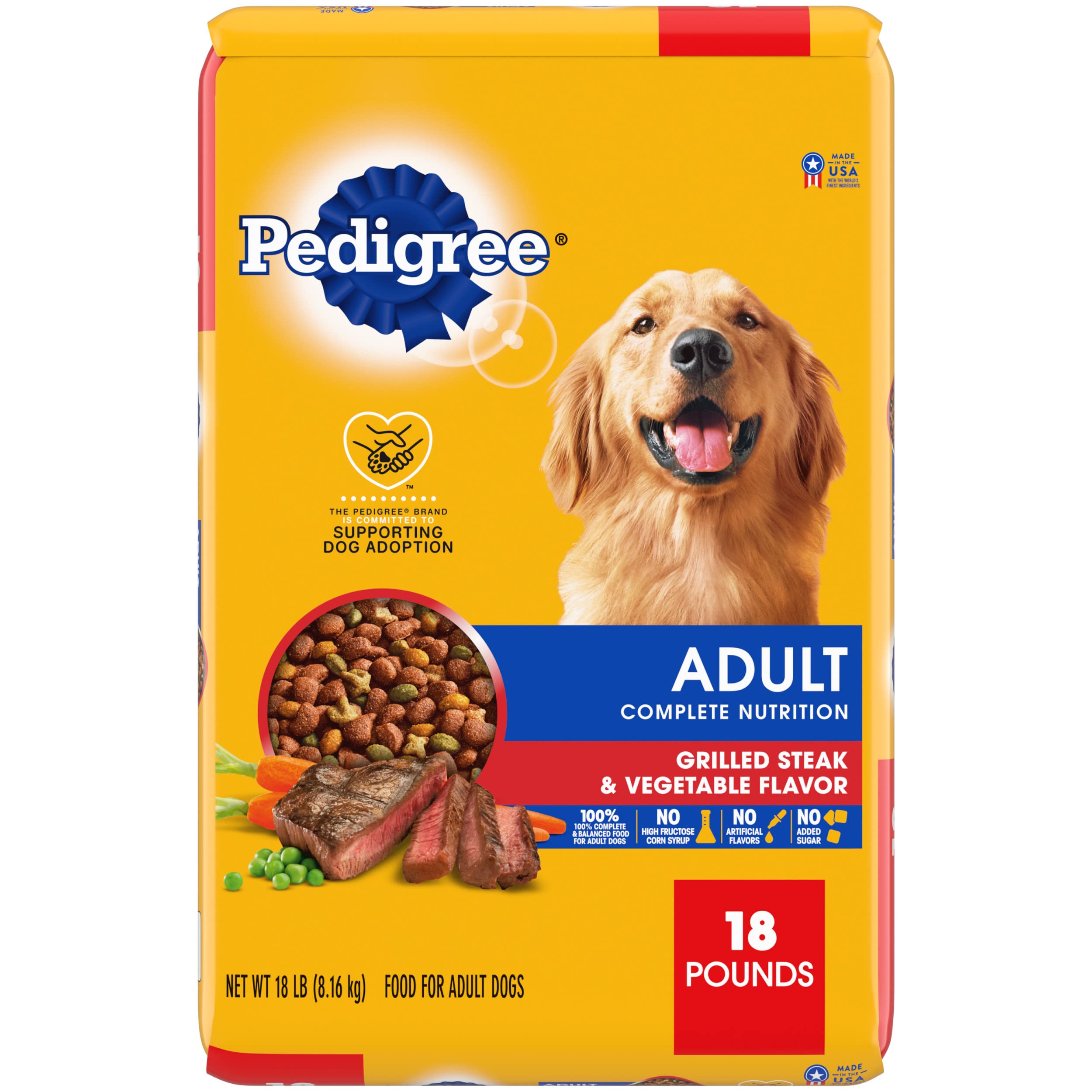 Pedigree Complete Nutrition Adult Dry Dog Food, Grilled Steak & Vegetable Flavor, 18 lb. Bag