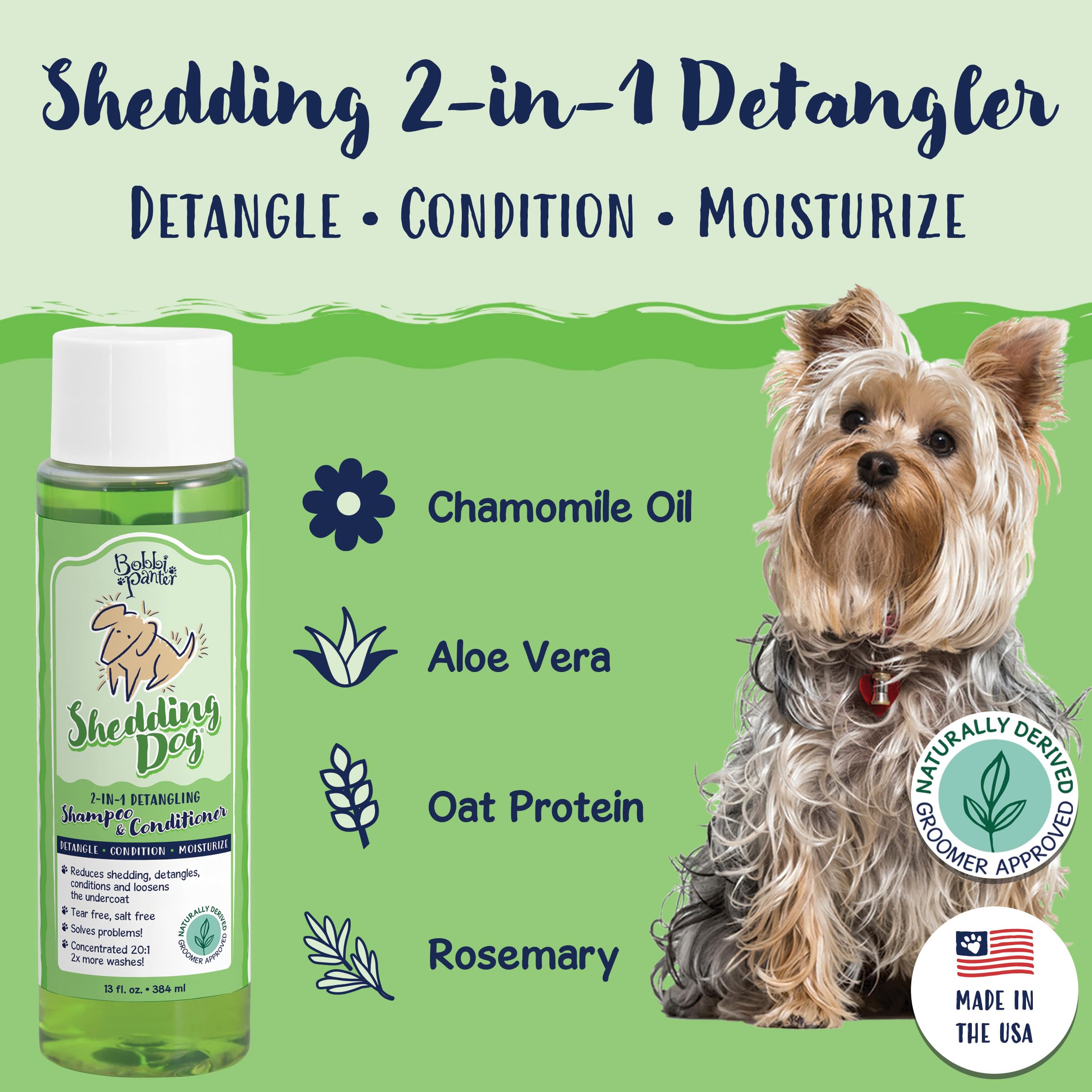 Bobbi Panter 2-In-1 Deshedding Dog Shampoo And Conditioner For Detangles & Shedding Control - Natural Ingredients, Tear-Free, Sa
