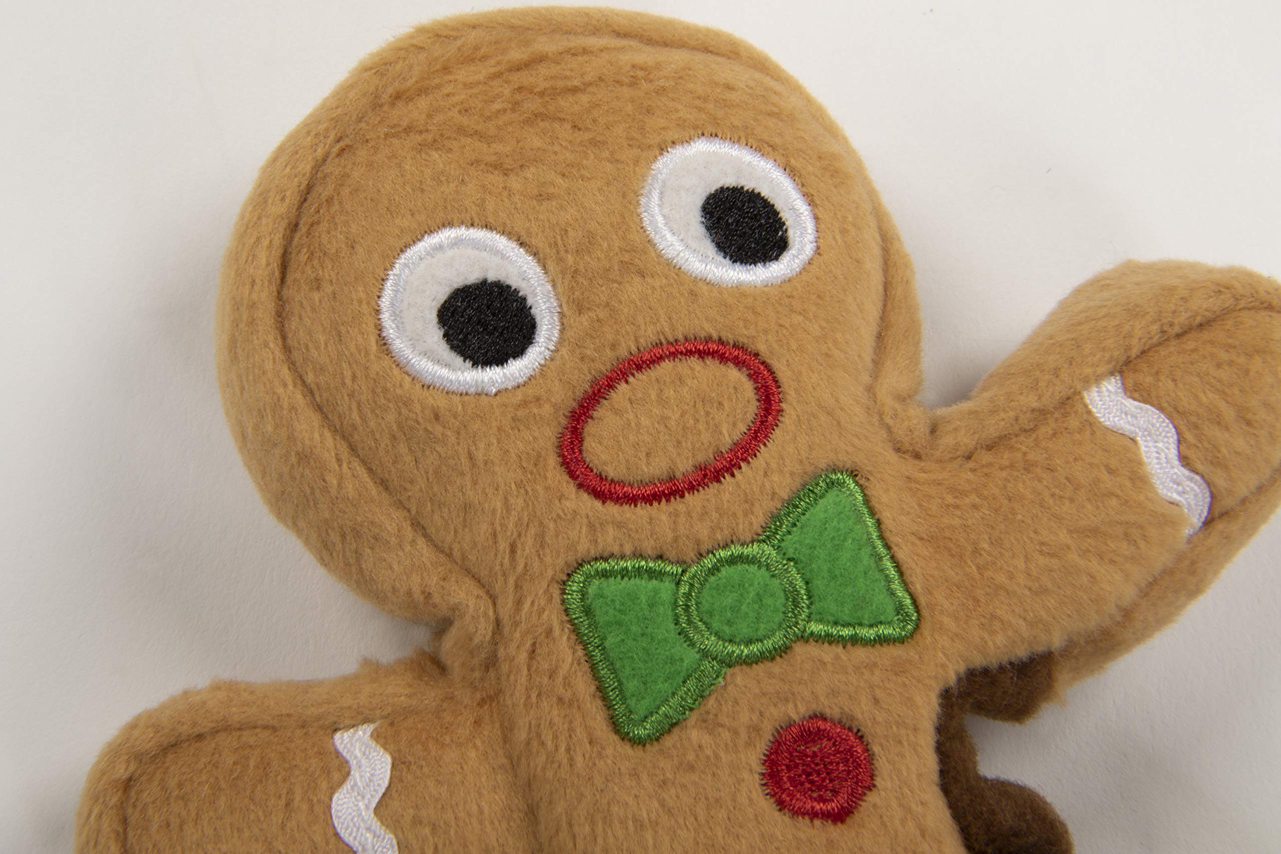 Godog Christmas Gingerbread Man Squeaky Plush Dog Toy, Chew Guard Technology - Brown, Small