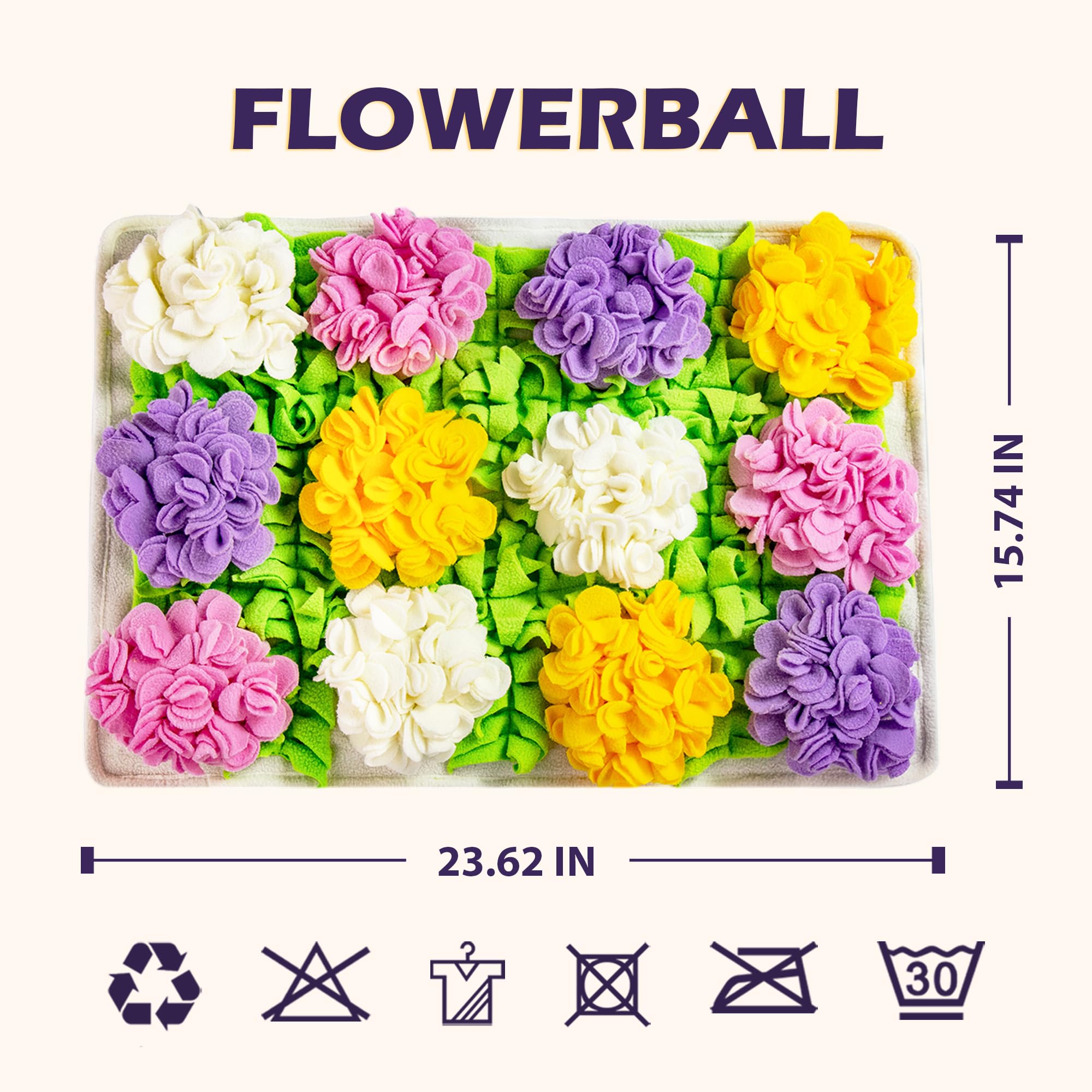 MHTTEC Snuffle Mat Flowerball - 23.62'' x 15.75'' Dog Sniffing Mat for Smell Training & Slow Eating