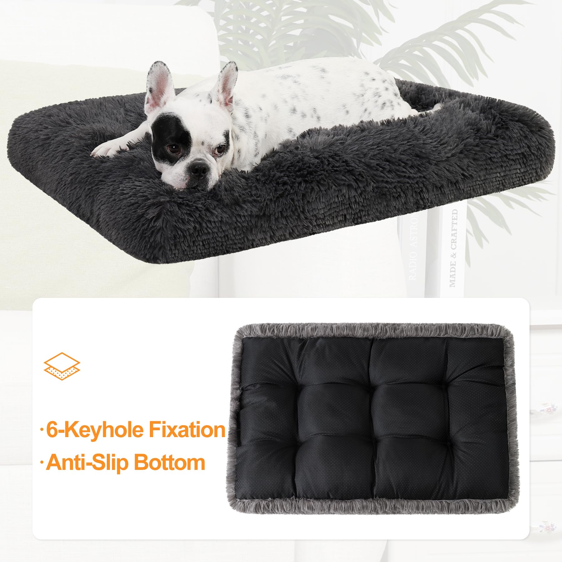 Ksiia Dog Crate Bed Washable Dog Beds For Medium Dogs Deluxe Plush Fluffy Comfy Thick Kennel Pad Anti-Slip & Anti-Scratch Pet Sleeping Mat, 29 X 21 Inch, Dark Gray