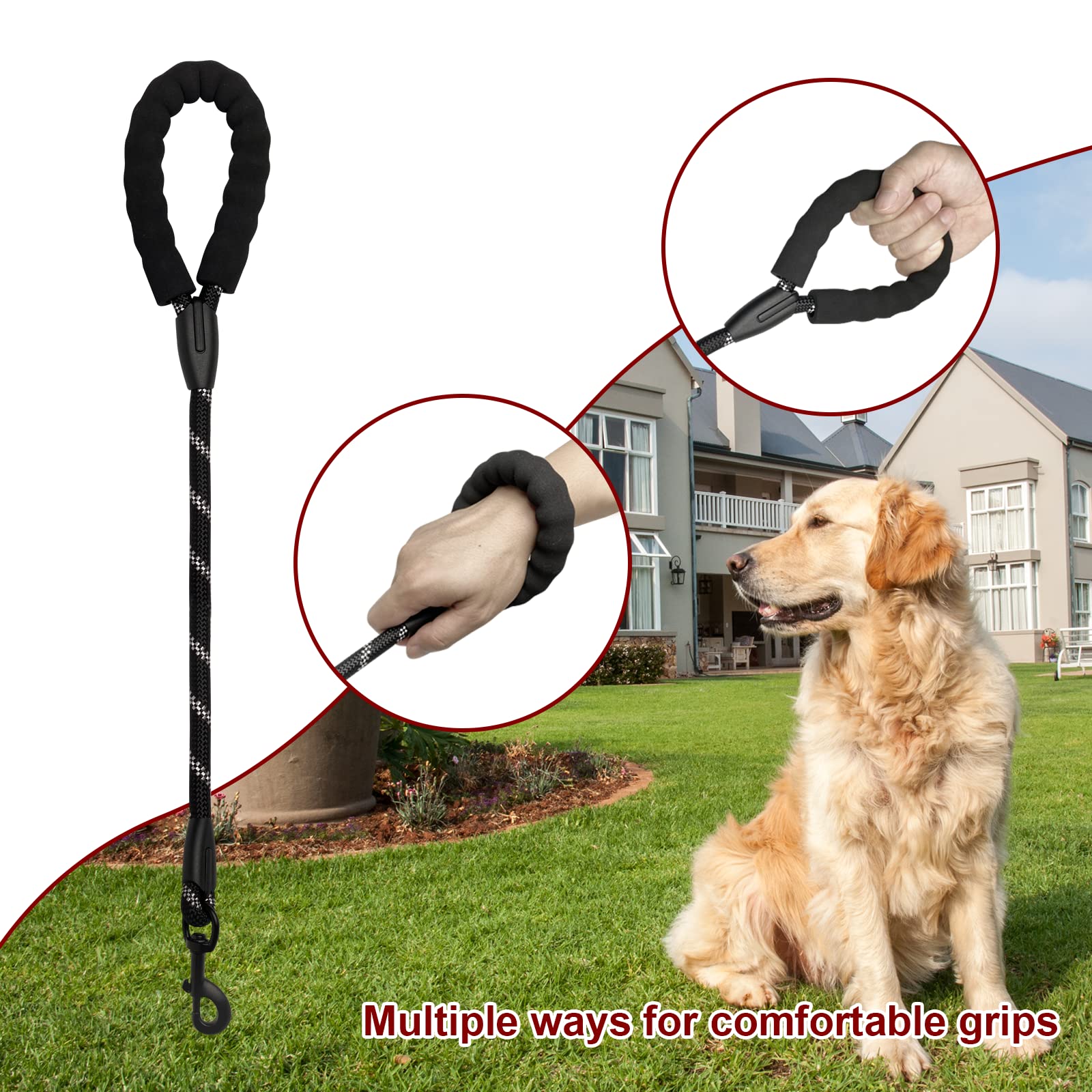 Beastron 5Ft Heavy Duty Dog Leash With Comfortable Padded Handle And Highly Reflective Threads For Medium And Large Dog’S, Black