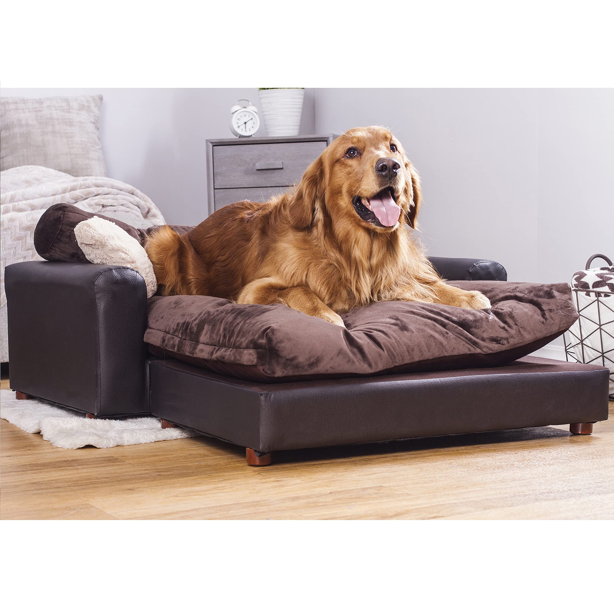 Moots Premium Leatherette Pets Sofa, Espresso, X-Large