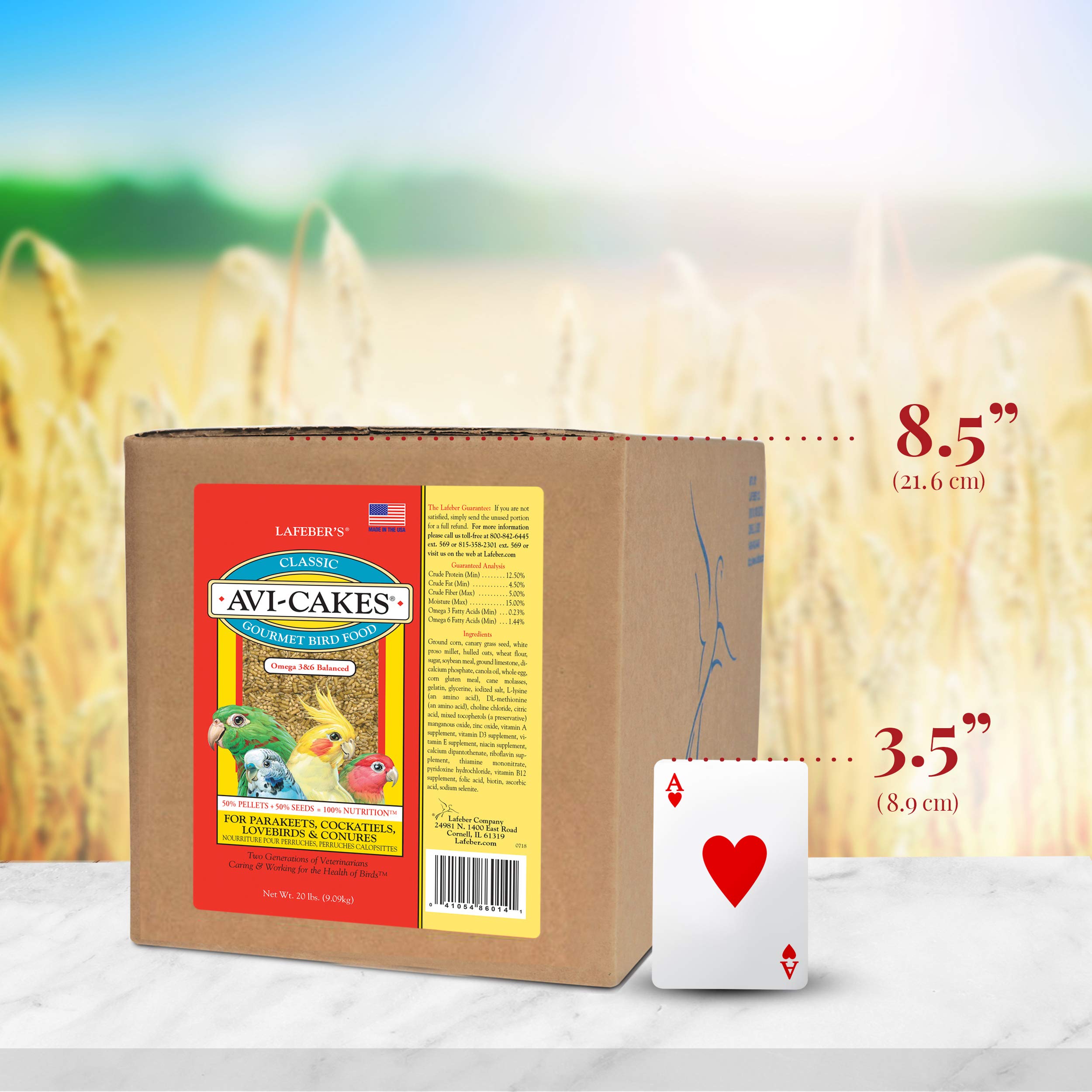 LAFEBERS Classic Avi-Cakes Pet Bird Food, Made with Non-GMO and Human-Grade Ingredients, for Cockatiels Conures Parakeets (Budg