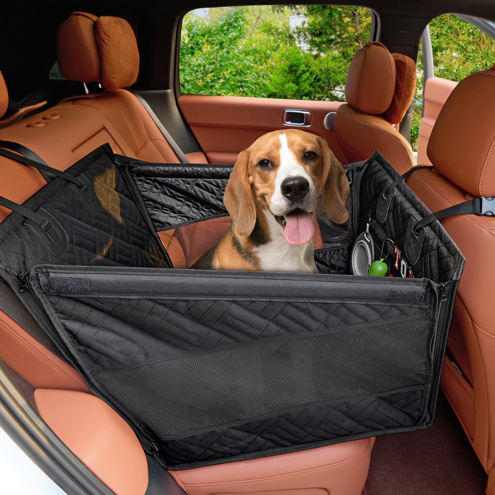 Kohree Dog Car Seat Cover For Small Dogs, Hard Bottom Dog Car Seat Cover For Back Seat With Upgraded Pvc Pipe, Waterproof 900D C