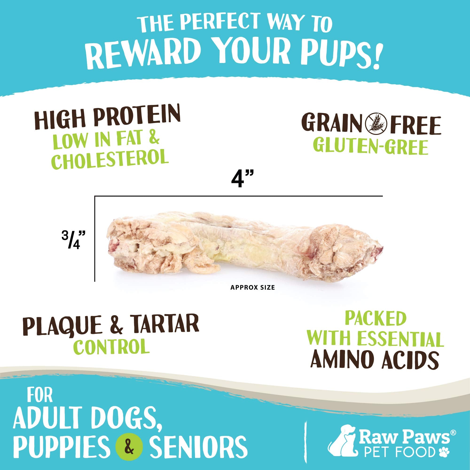 Raw Paws Freeze-Dried Chicken Necks for Dogs & Cats (4-Ounce) - Made in USA - Raw Freeze Dried Dog Treats - Chicken Necks for Ca