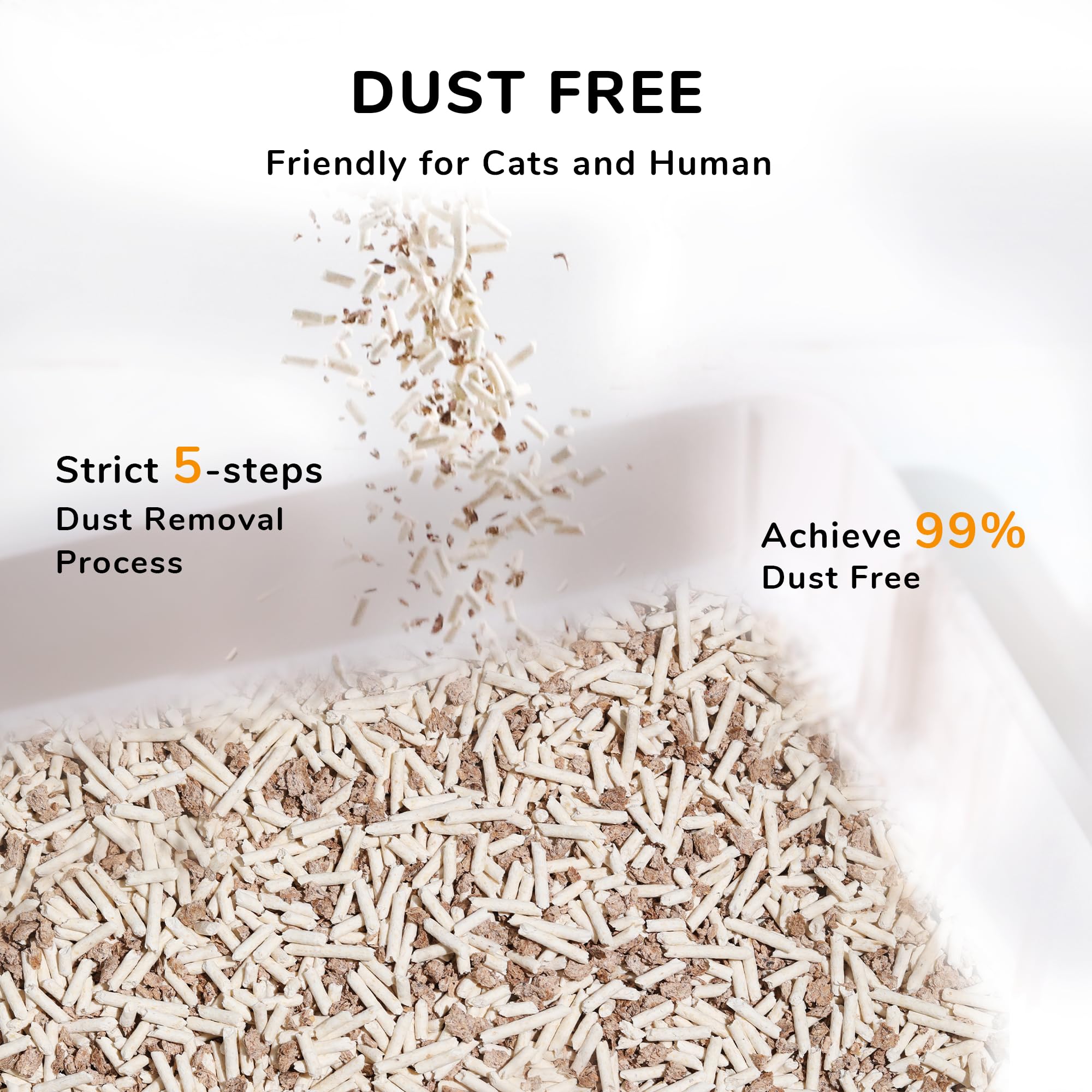 Fukumaru Tofu Cat Litter, 12 Lbs Clumping Cat Litter, Dust Free Unscented Flushable Tofu Litter, Natural, Lightweight And Low Tracking Cat Litter Pellets Mixed Apple Wood, 24/7 Odor Control