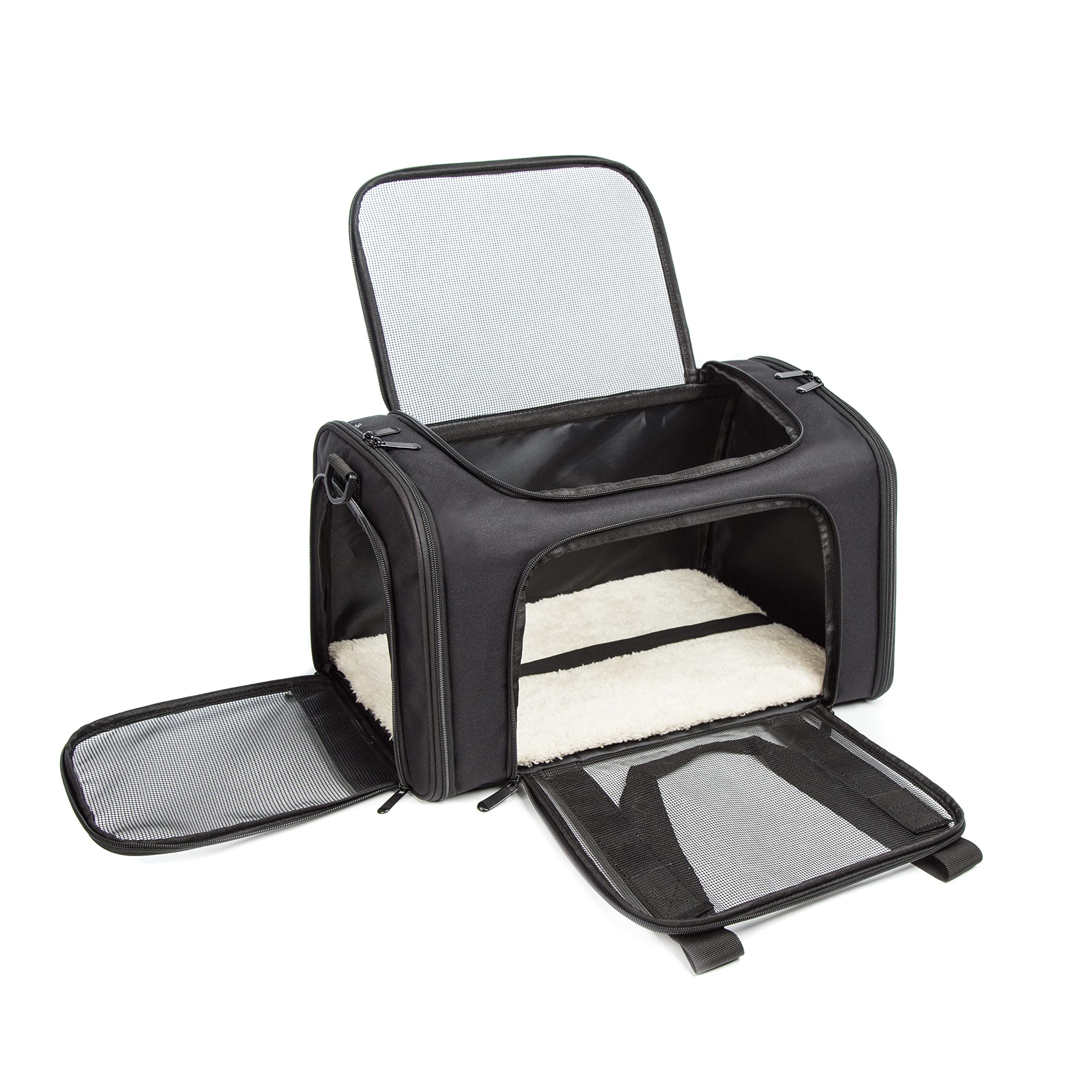 Rosebb Cat Carrier Dog Carrier Pet Carrier Cat Bags For Small Medium Cats Dogs Puppies Of 15 Lbs,Of Airline Approved Small Dog Bag Soft Sided,Collapsible Travel Puppy Carrier (Medium, Black)