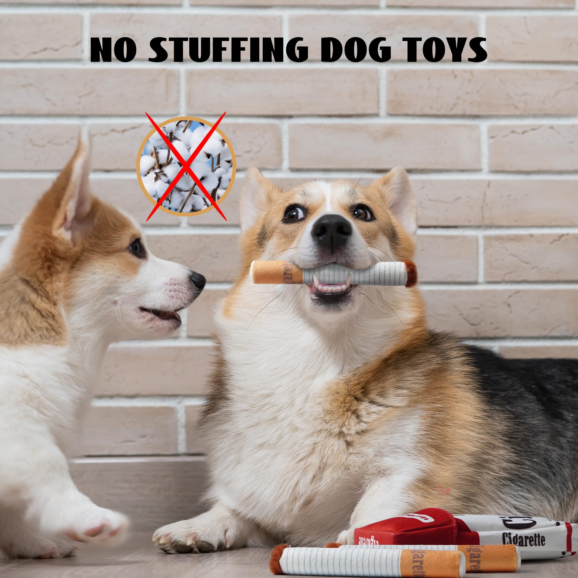 Nocciola Giggle Puff Stick Dog Toys - 3 Pack, Plush, Interactive Sound, Brown, Model DT-Giggles-XY-N, No Stuffing, Ideal for Small to Medium Breeds