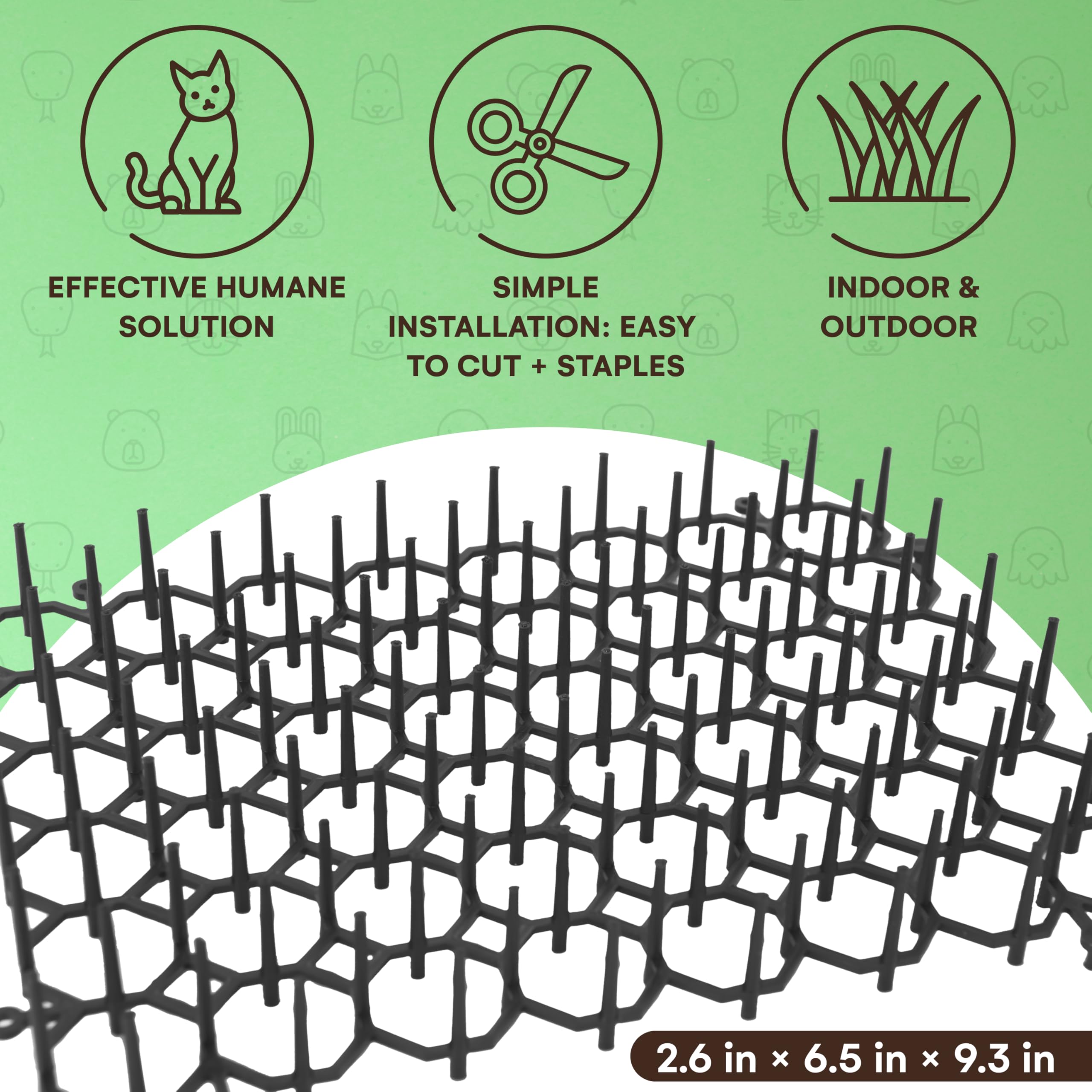 Homarden Cat Repellent Mat - Indoor/Outdoor Scat Mat to Keep Cats Away from Plants, Furniture & Garden - Black Mat with Spikes f