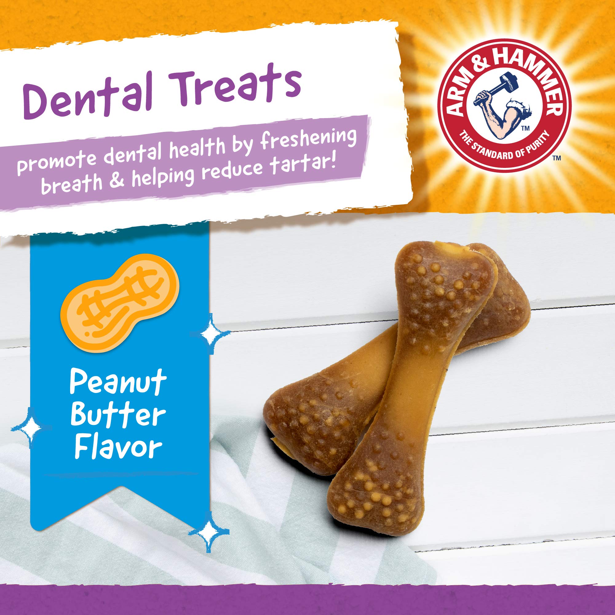 Arm & Hammer for Pets Nubbies Dental Treats for Dogs | Dental Chews Fight Bad Breath, Plaque & Tartar Without Brushing | Peanut
