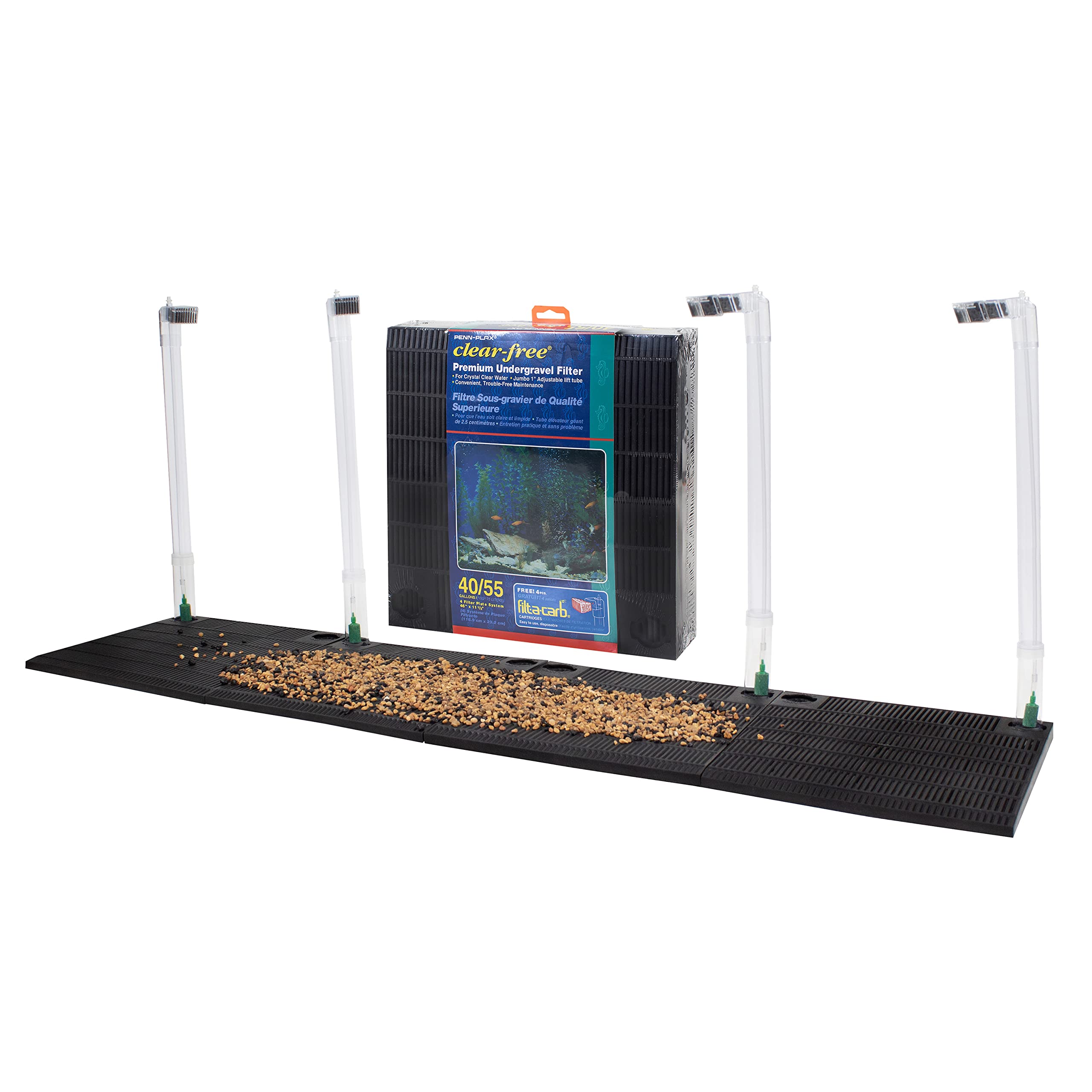 Penn-Plax Undergravel Aquarium Filter For 40-55 Gallon Tanks – Four 11.25” X 11.25” Plates – Under Gravel System For Clear, Clean Water – Safe For Freshwater And Saltwater Tanks (Cfu55)