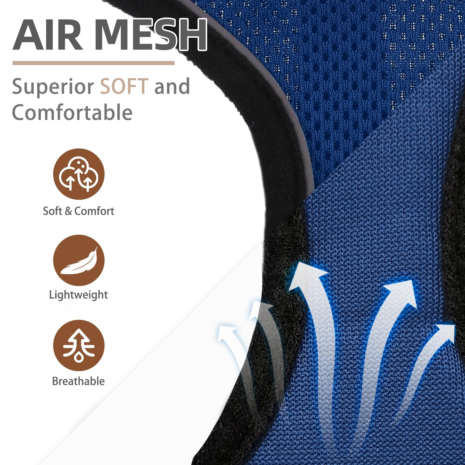 Pupteck Soft Mesh Dog Harness And Leash Set Pet Puppy Cat Comfort Padded Vest No Pull Harnesses, Solid Navyblue, M