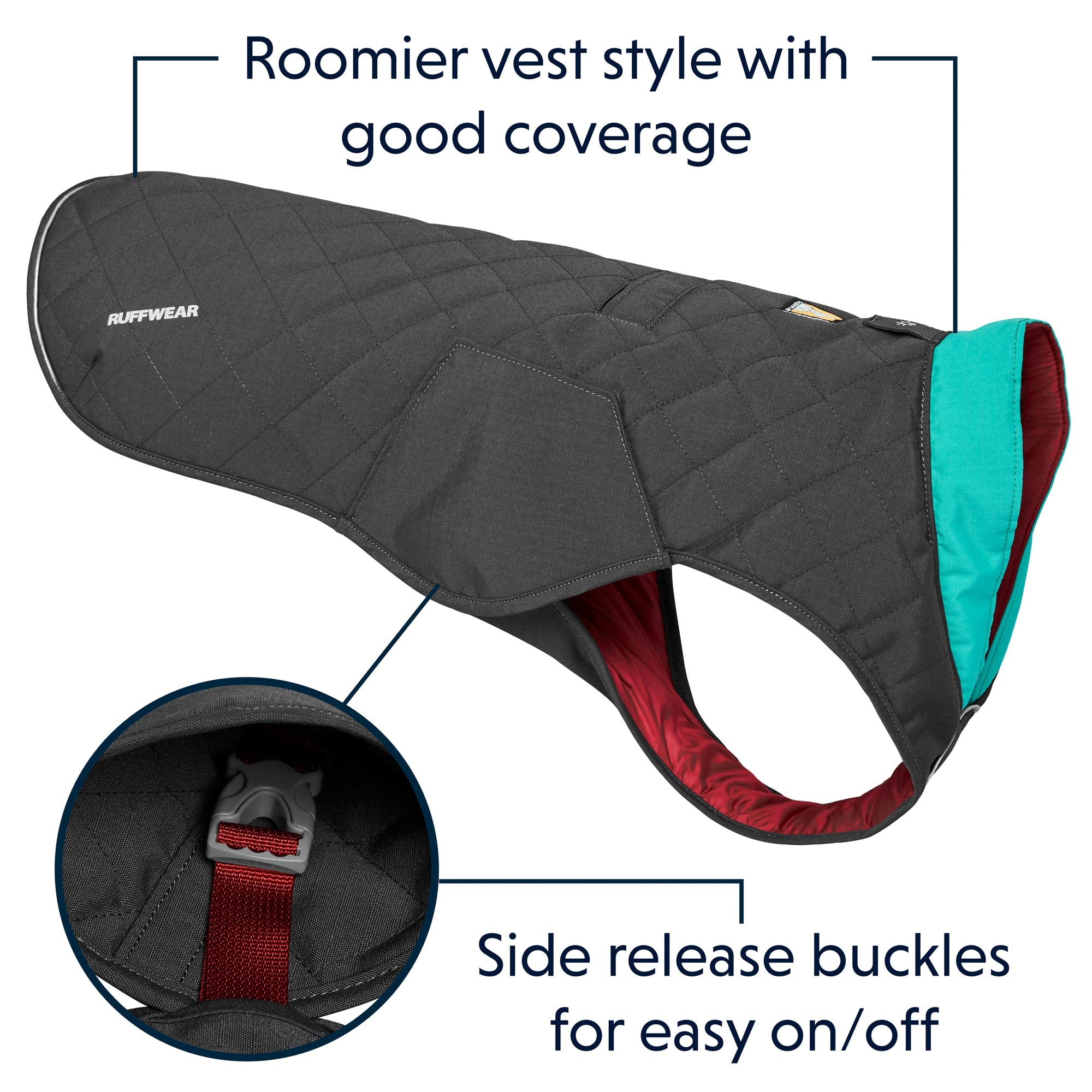 Ruffwear, Stumptown Insulated And Reflective, Cold Weather Winter Jacket For Dogs, Twilight Gray, Small