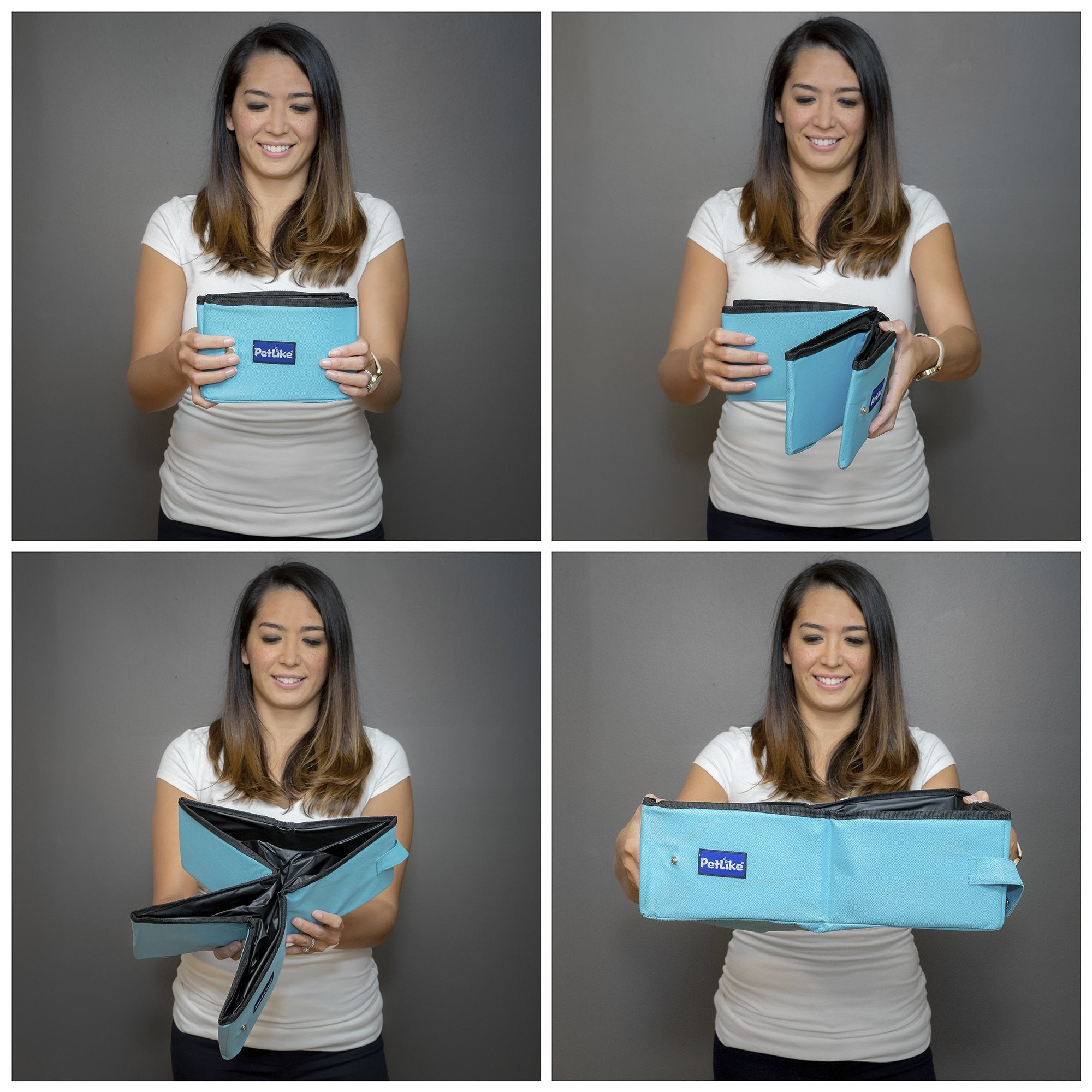 Petlike Travel Cat Litter Box, Leak-Proof Portable Litter Box, Collapsible Toilet Tray Carrier For Small Medium Cats (Medium, Aqua)