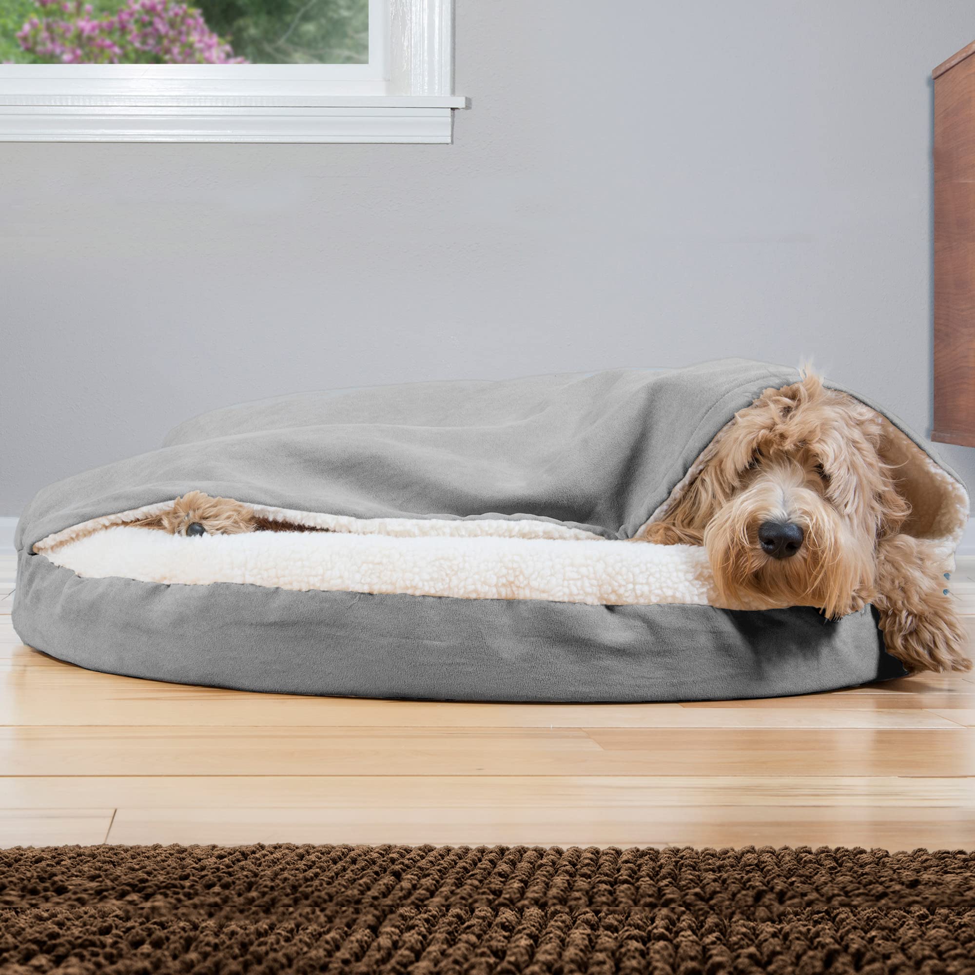 Furhaven Orthopedic Dog Bed - 35" Round for Medium/Large Dogs, Removable Washable Cover, Gray, Model 95408037