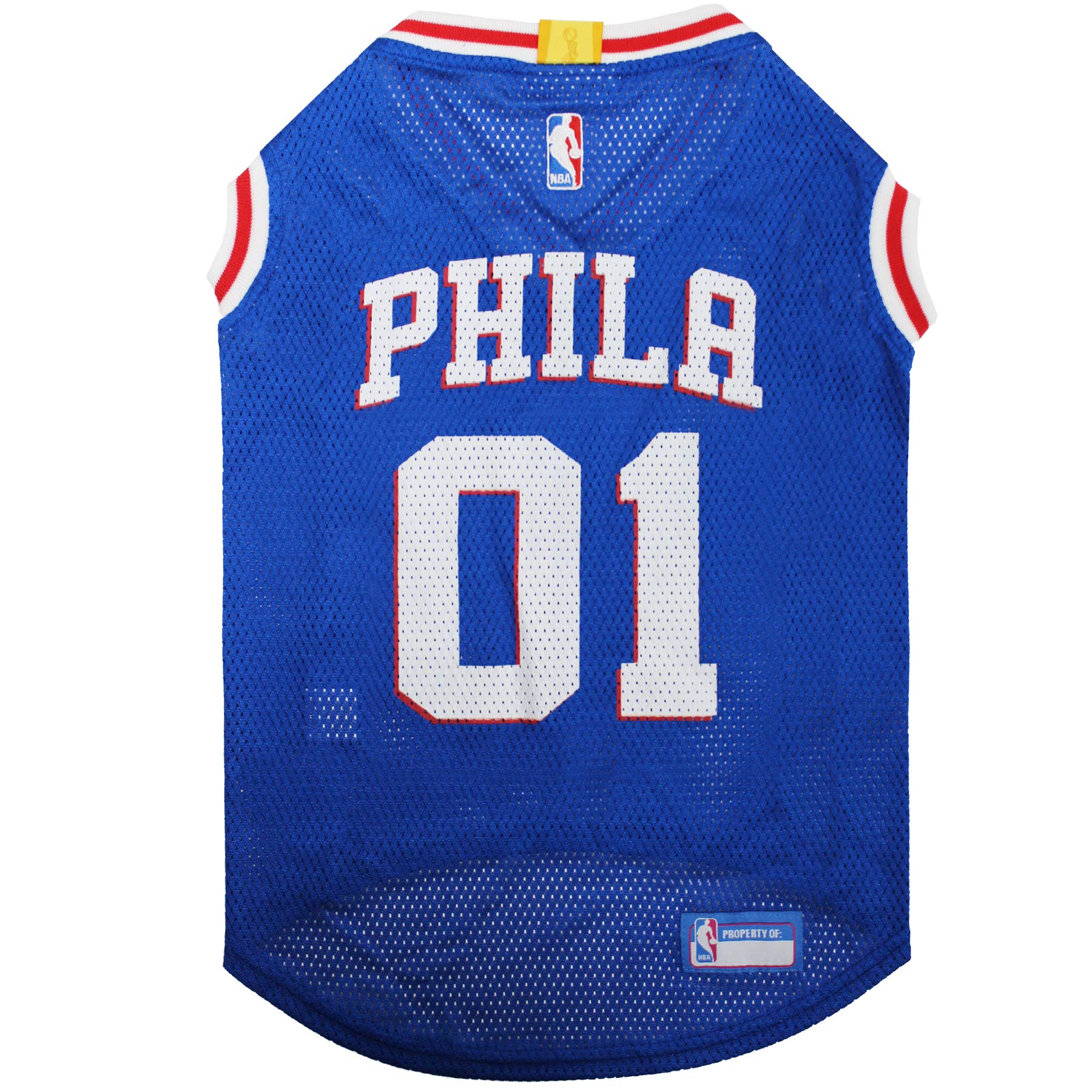 Pets First NBA PHILADELPHIA 76ERS DOG Jersey, Medium - Tank Top Basketball Pet Jersey (76R-4047-MD)