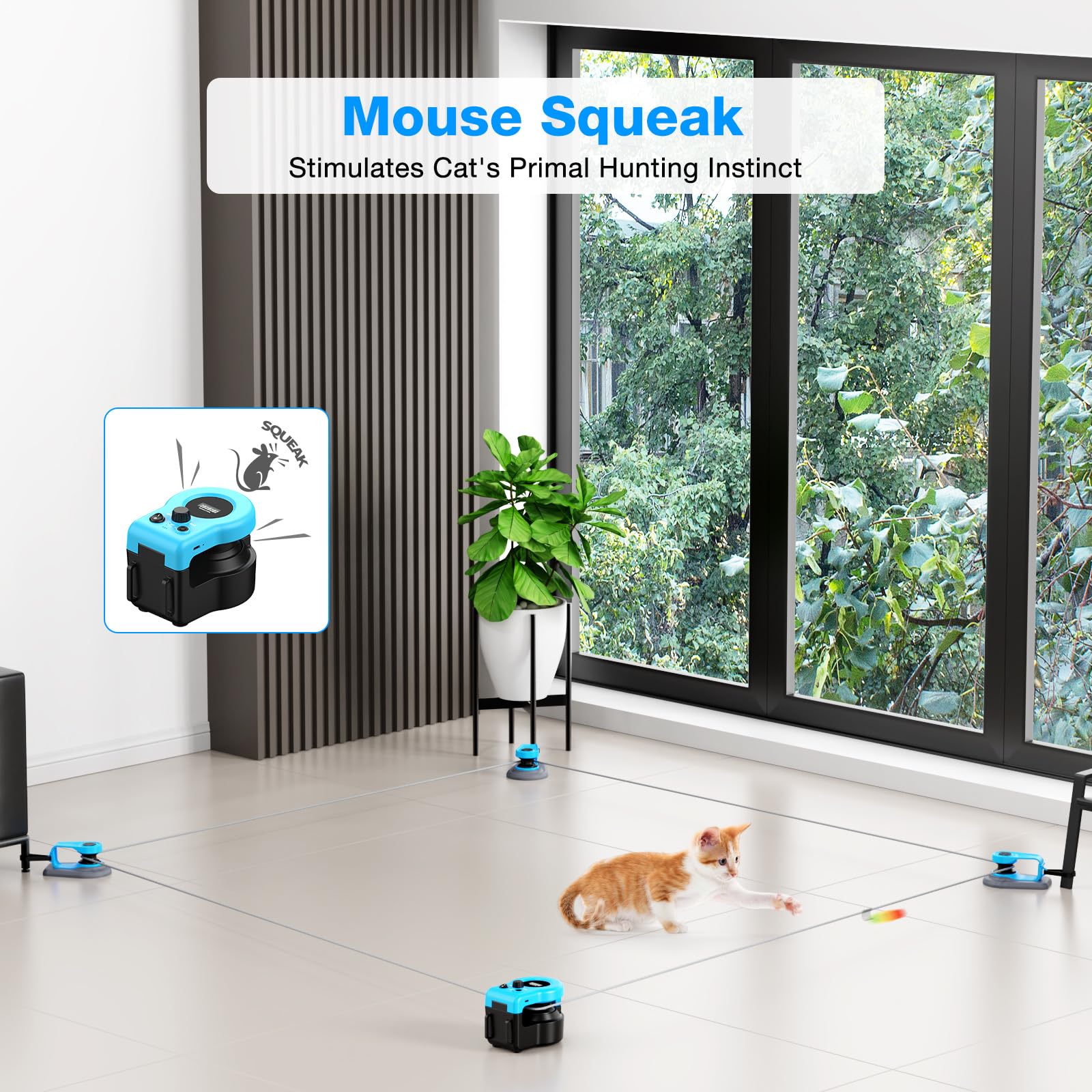 Pet Deluxe Interactive Cat Toy for Indoor Cats, Auto/Remote Control DIY Cat Mouse Hunting Treadmill Keep Bored Kitten Puppy Ente