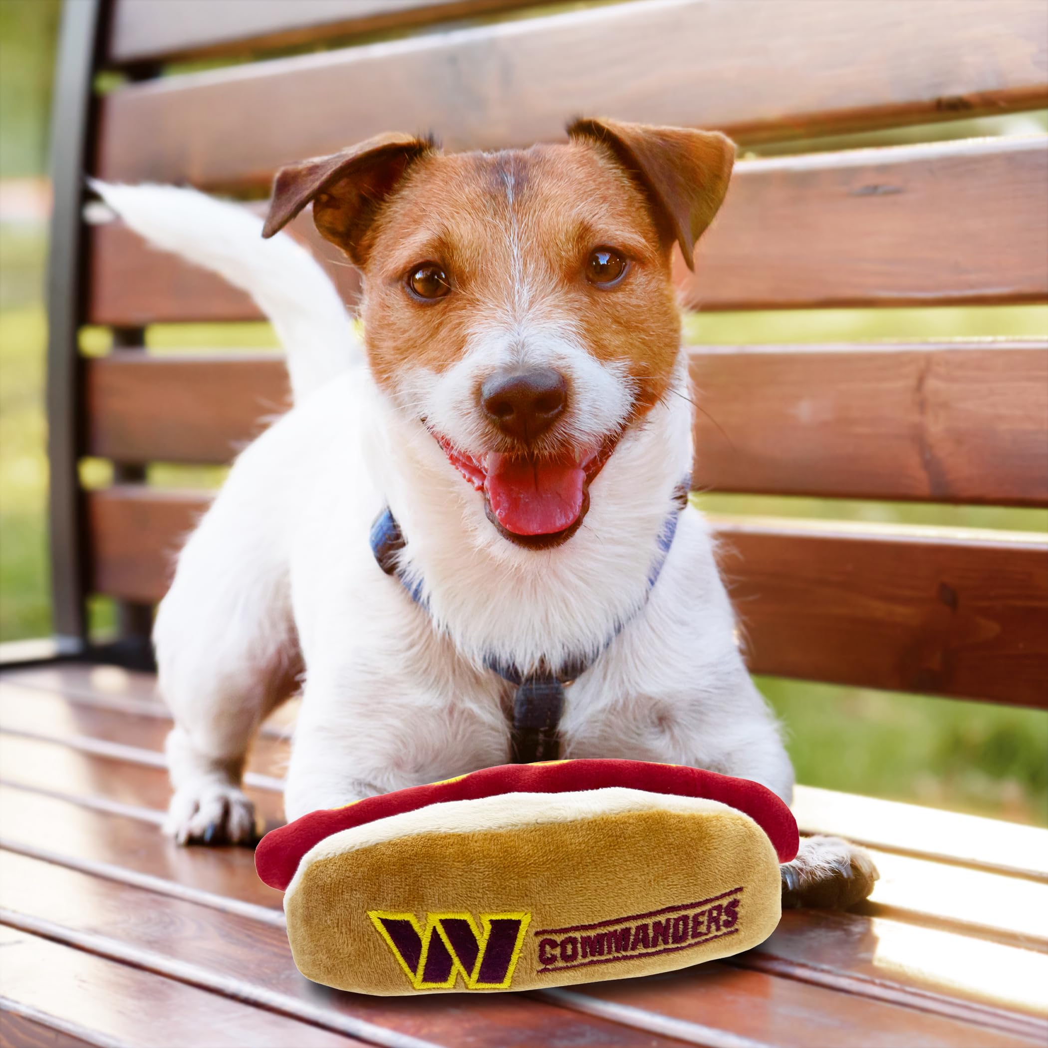 Pets First NFL Washington Commanders HOT Dog Plush Dog & CAT Squeak Toy - Cutest HOT-Dog Snack Plush Toy for Dogs & Cats with In