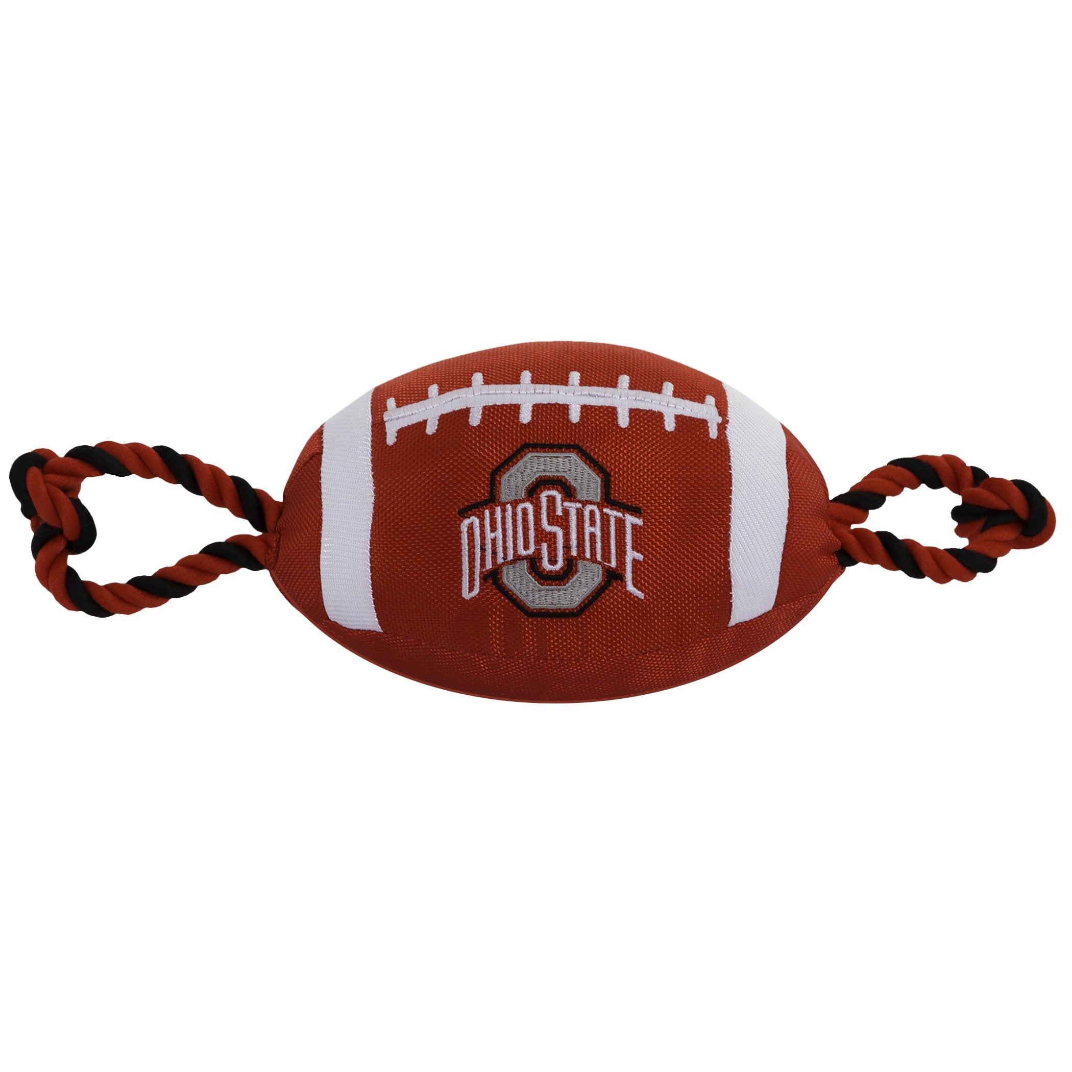 Pets First NCAA Ohio State Buckeyes Football Dog Toy, Tough Quality Nylon Materials, Strong Pull Ropes, Inner Squeaker, Collegia