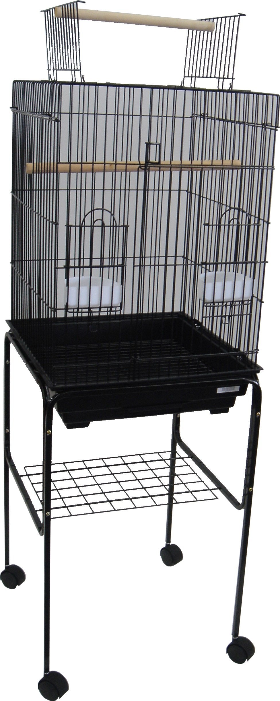 Yml 5984 3/4' Bar Spacing Open Top Parrot Cage With Stand, 18' X 18 X 56/Small, Black