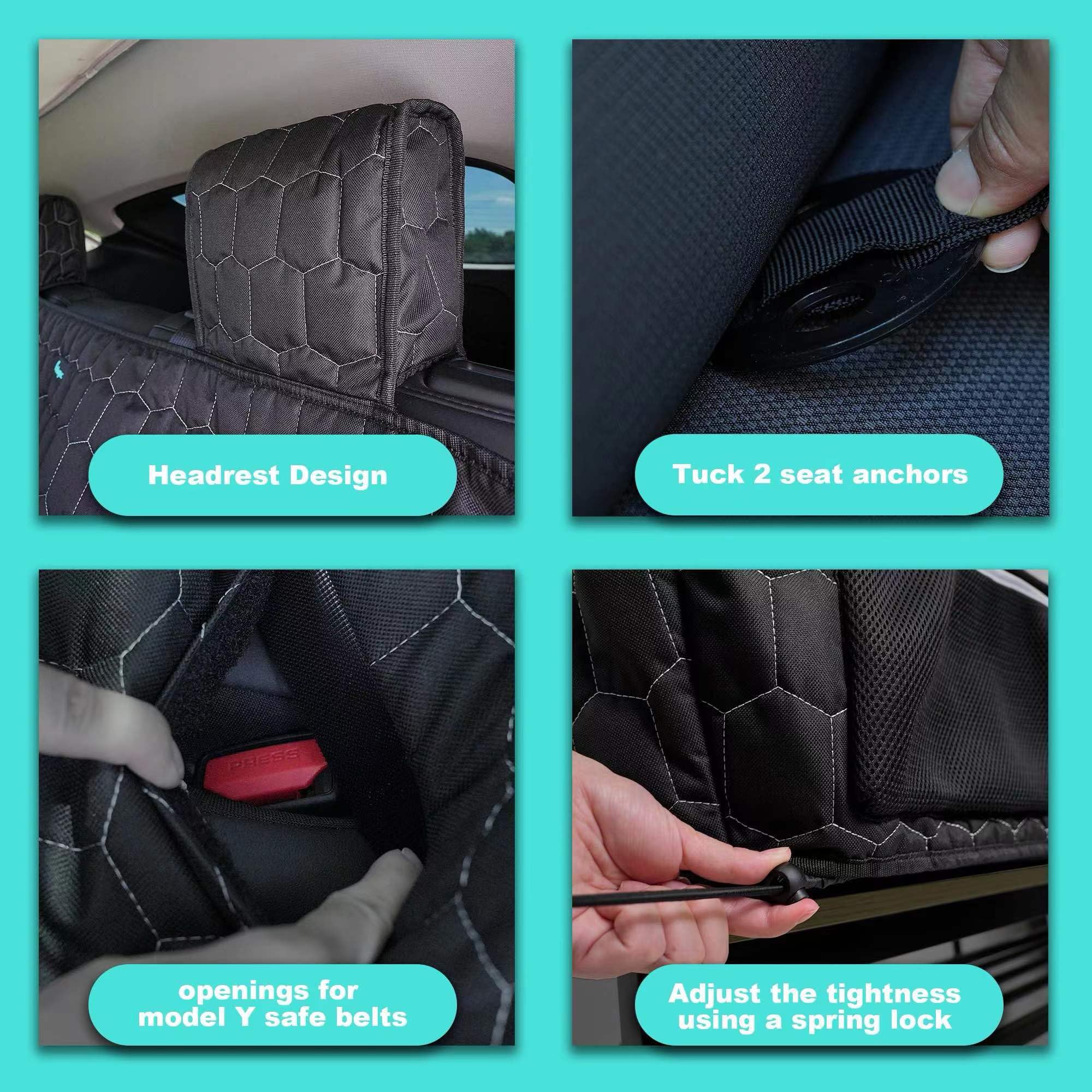 Dog Seat Covers For Tesla Model Y Back Seat Cover For Kids, Heavy Duty Bench Seat Cover With Headrest For Model Y, Non Slip Wate