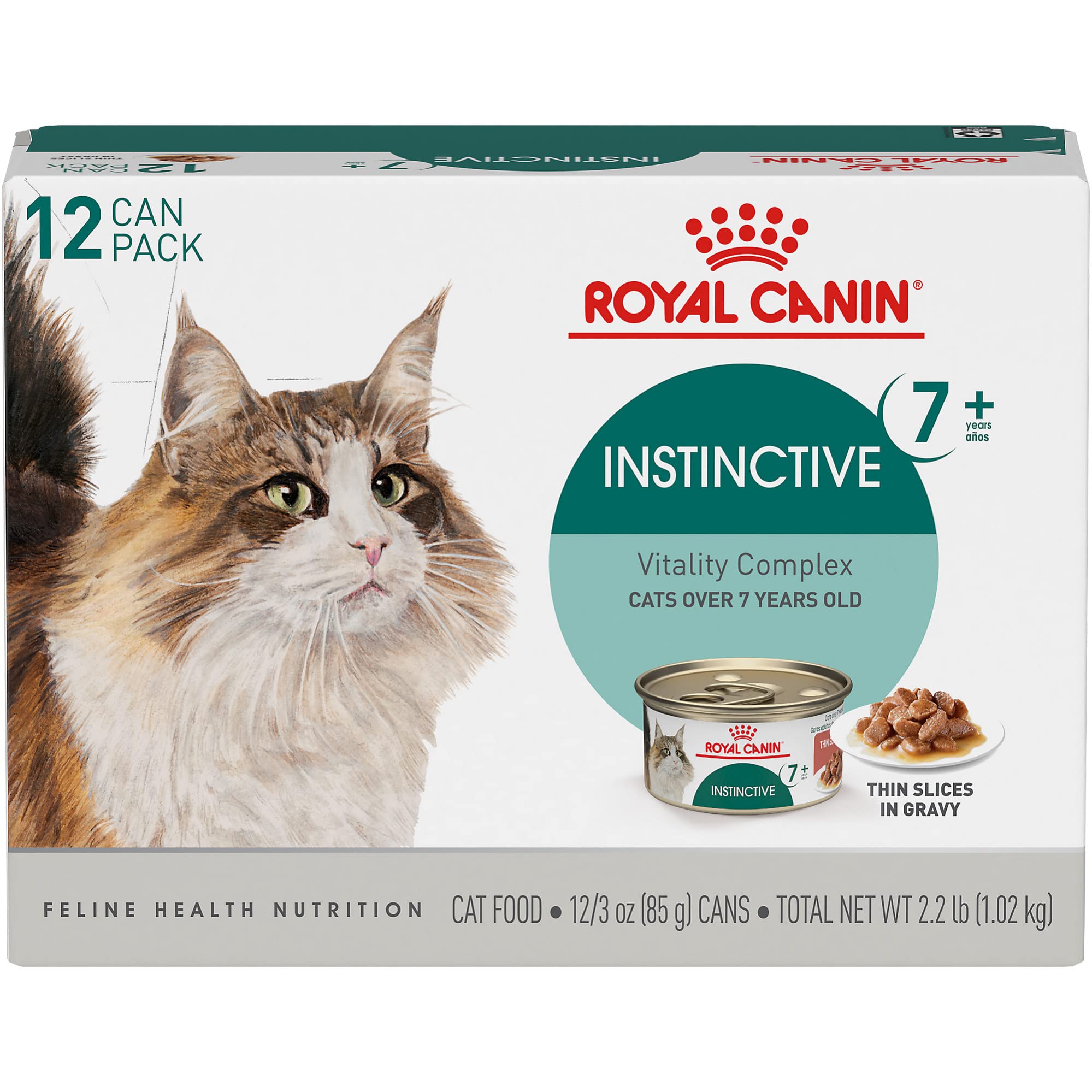 Royal Canin Feline Health Nutrition Instinctive 7+ Mature Thin Slices in Gravy Cat Food, 3 oz (Pack of 12)